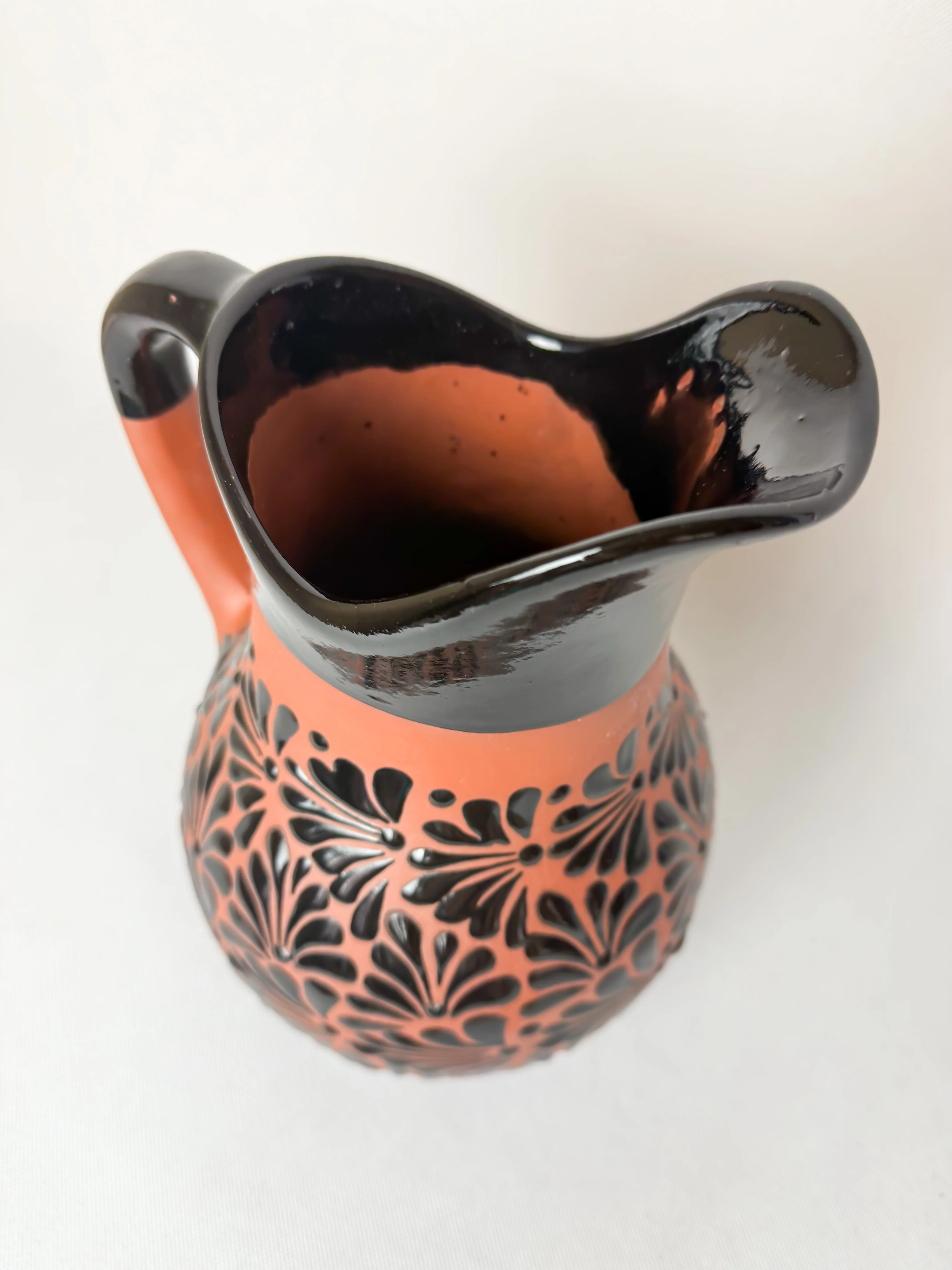 Clay Water Pitcher Set 7 Pc Mexican Clay Pitcher With Tumblers Jarra Con Vasos Black