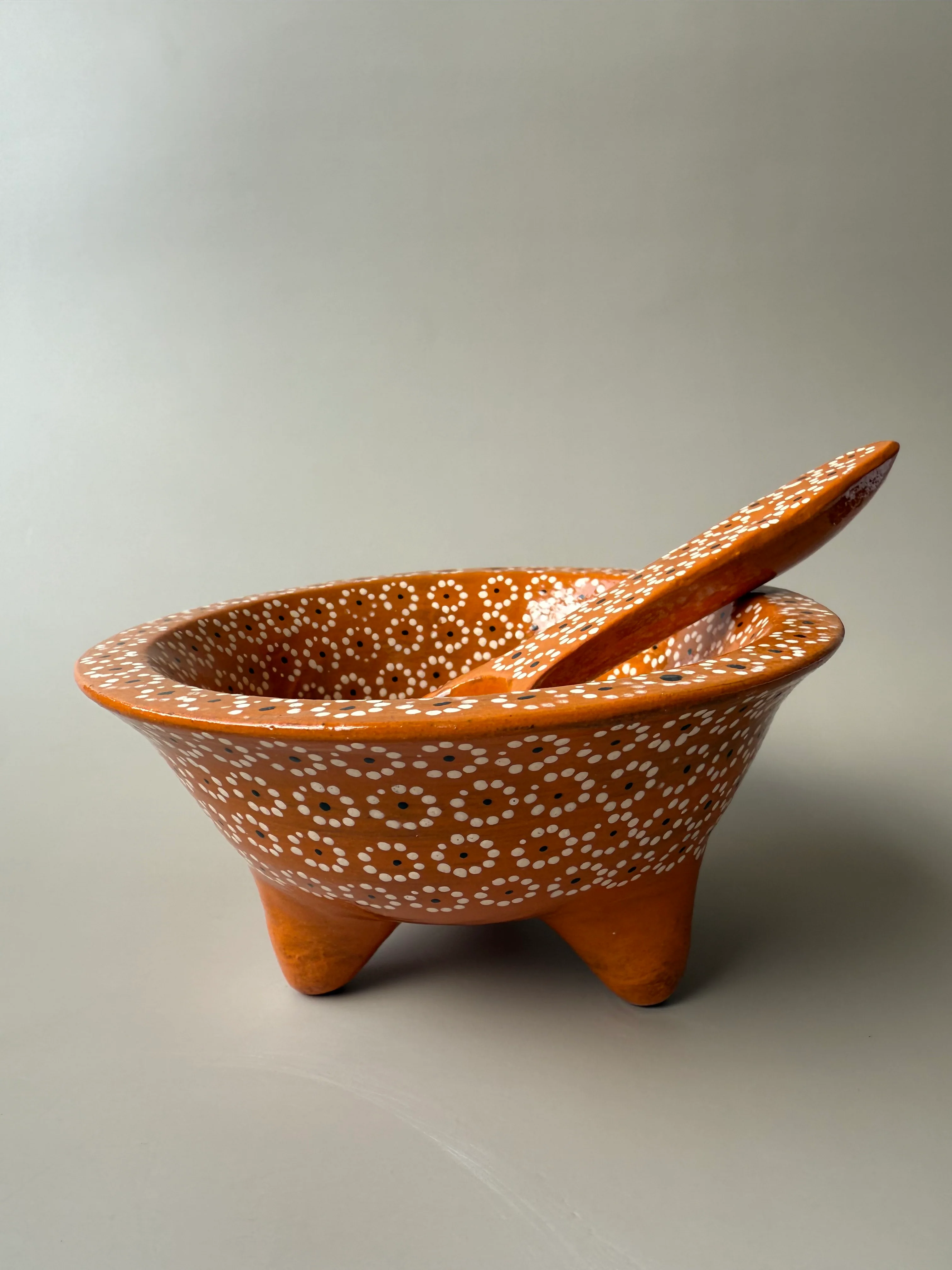 Michoacan Mexican Clay Molcajete Mexican Clay Bowl With Spoon Salsa Bowl With Spoon Traditional Mexican Bowl