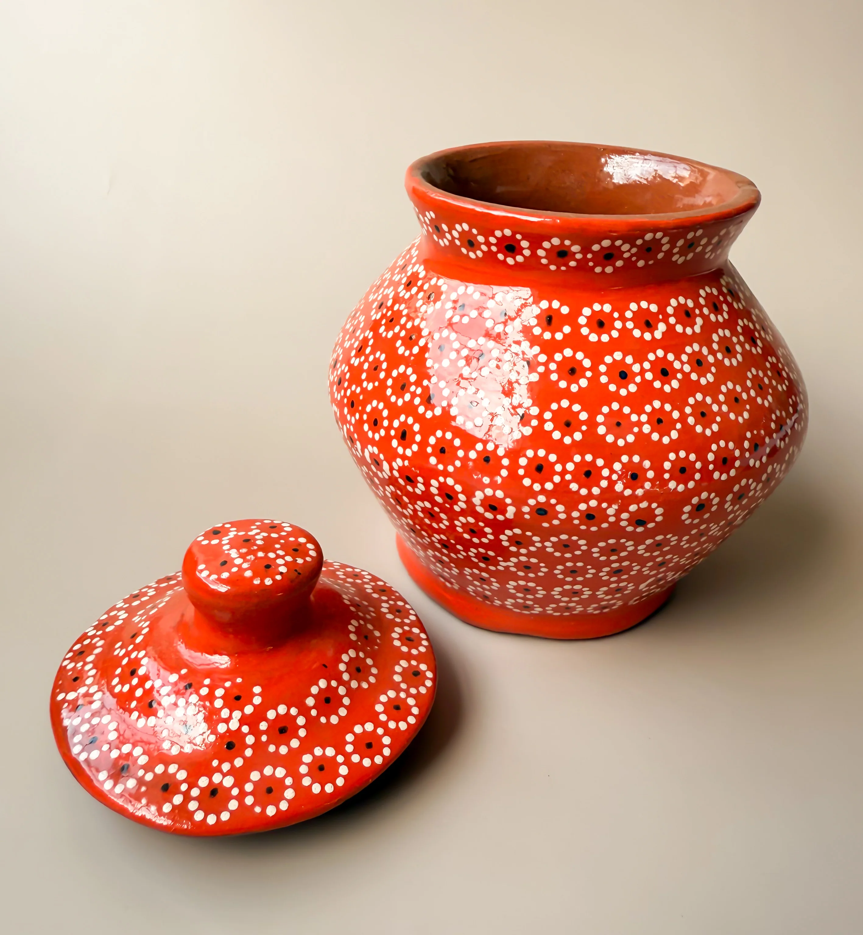 Michoacan Mexican Sugar Bowl Capula Pottery Hand Painted Azucarera de Barro Clay Sugar Bowl