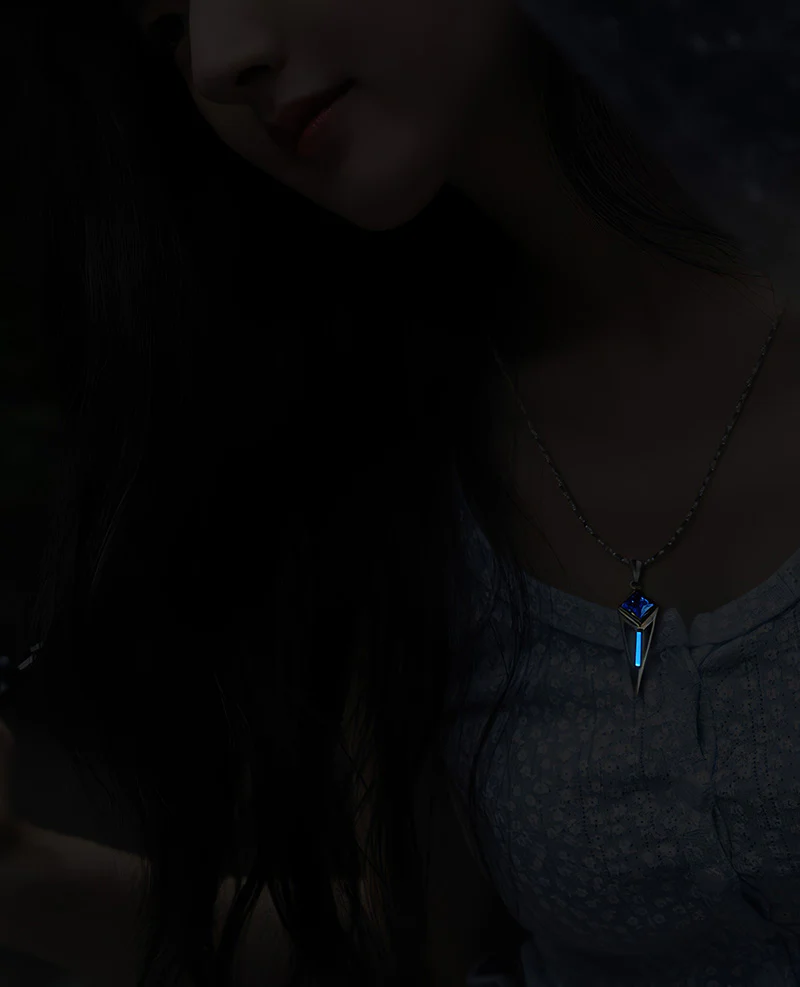 S925 Sterling Silver Tritium Glow Starburst Pendant