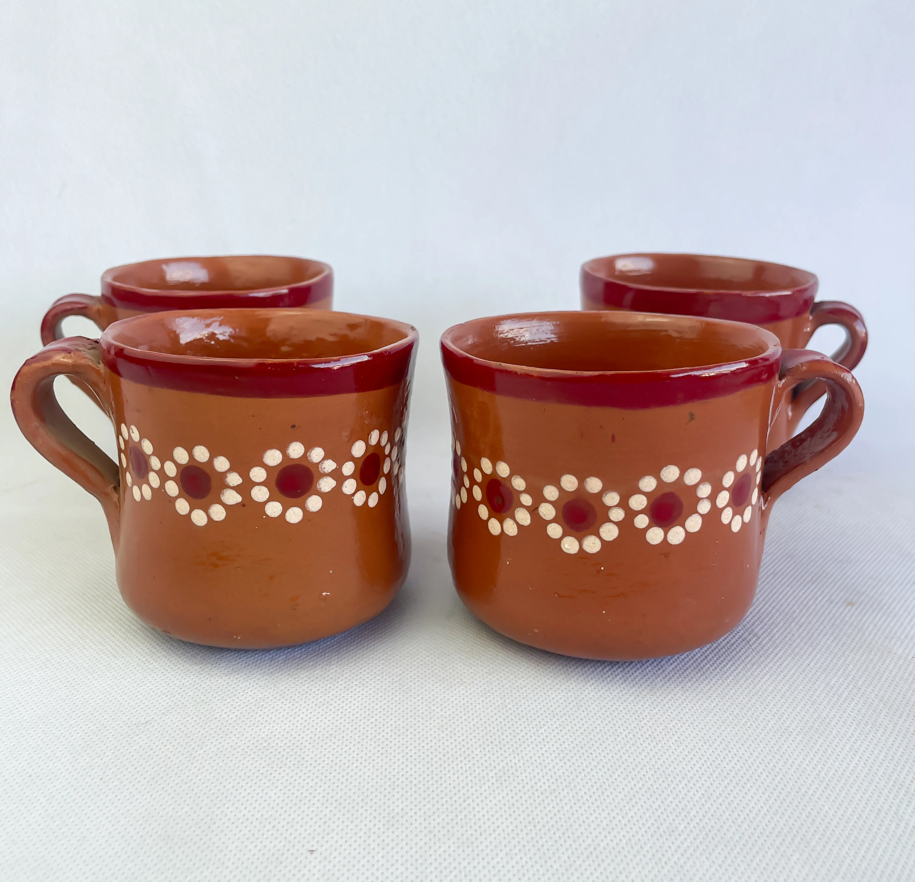 Michoacan Mexican Clay Mugs 4pc Set Mexican Cups Tazas De Barro Lead Free