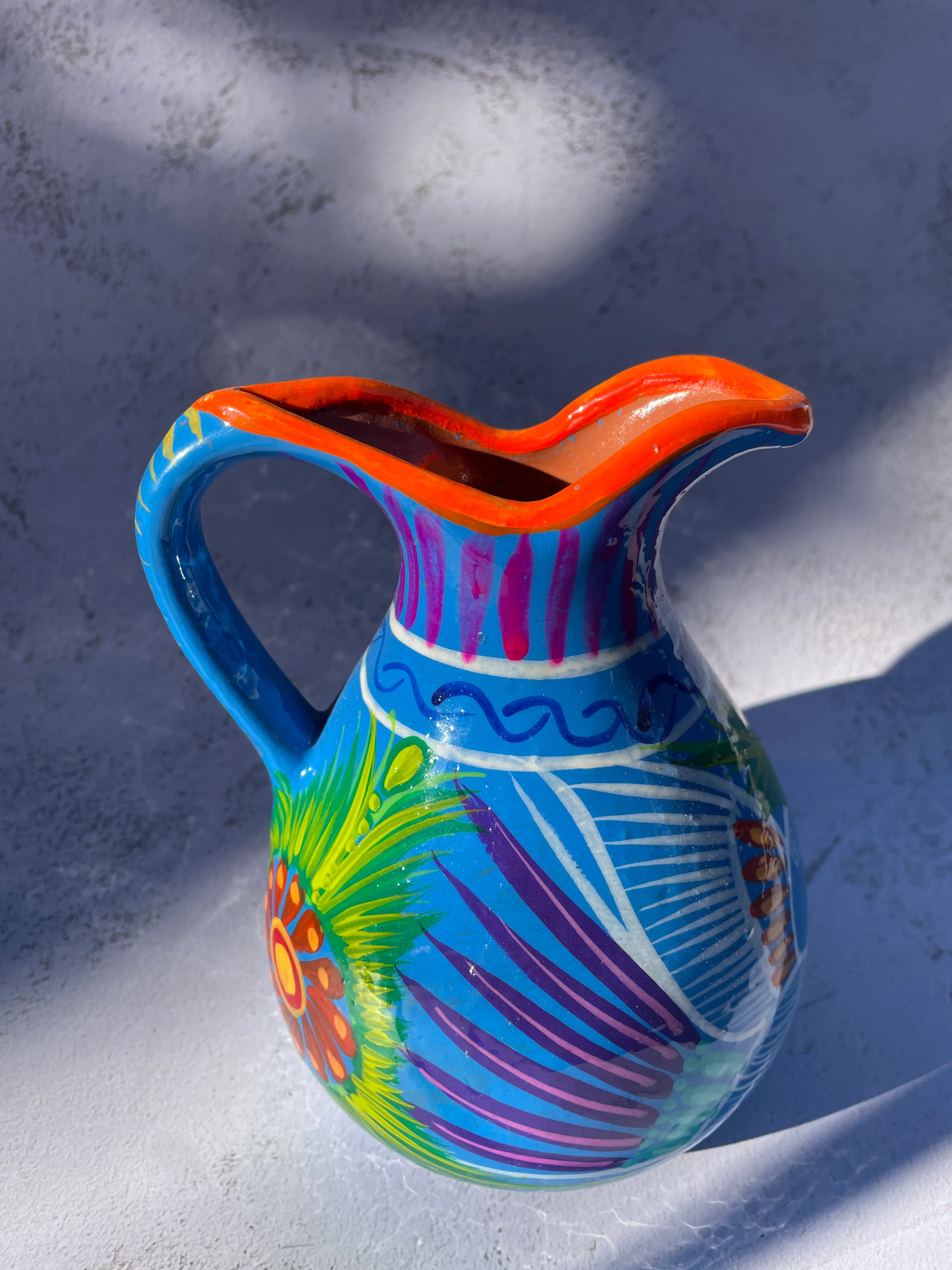 Guerrero Mexican Clay Pitcher Water Pitcher Mexican Clay Pottery Mexican Clay Art Handpainted