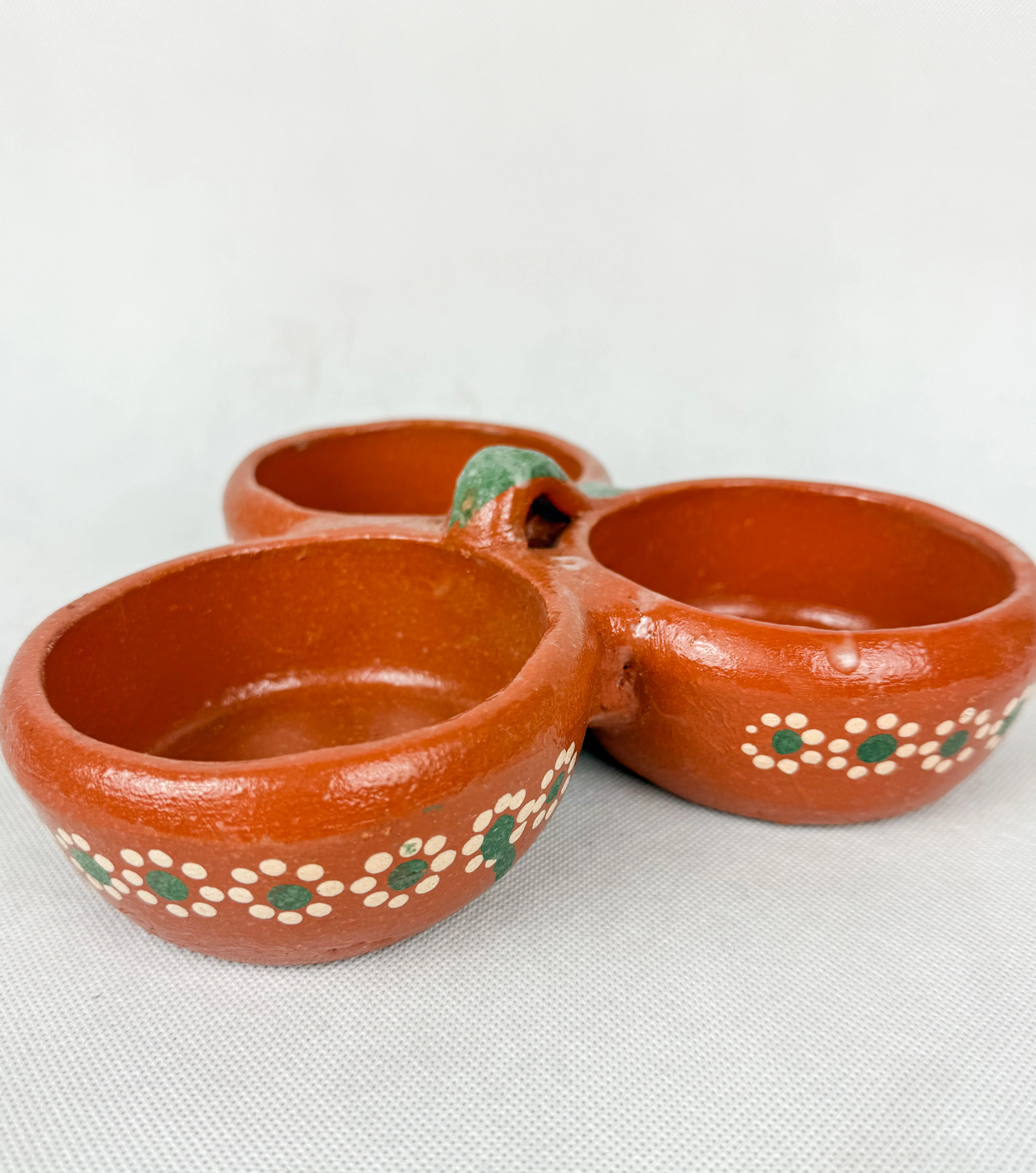 Jalisco Mexican Clay 3 in 1 Bowl Salsera Mexican Salsera 3 en 1 Salsera para Tacos