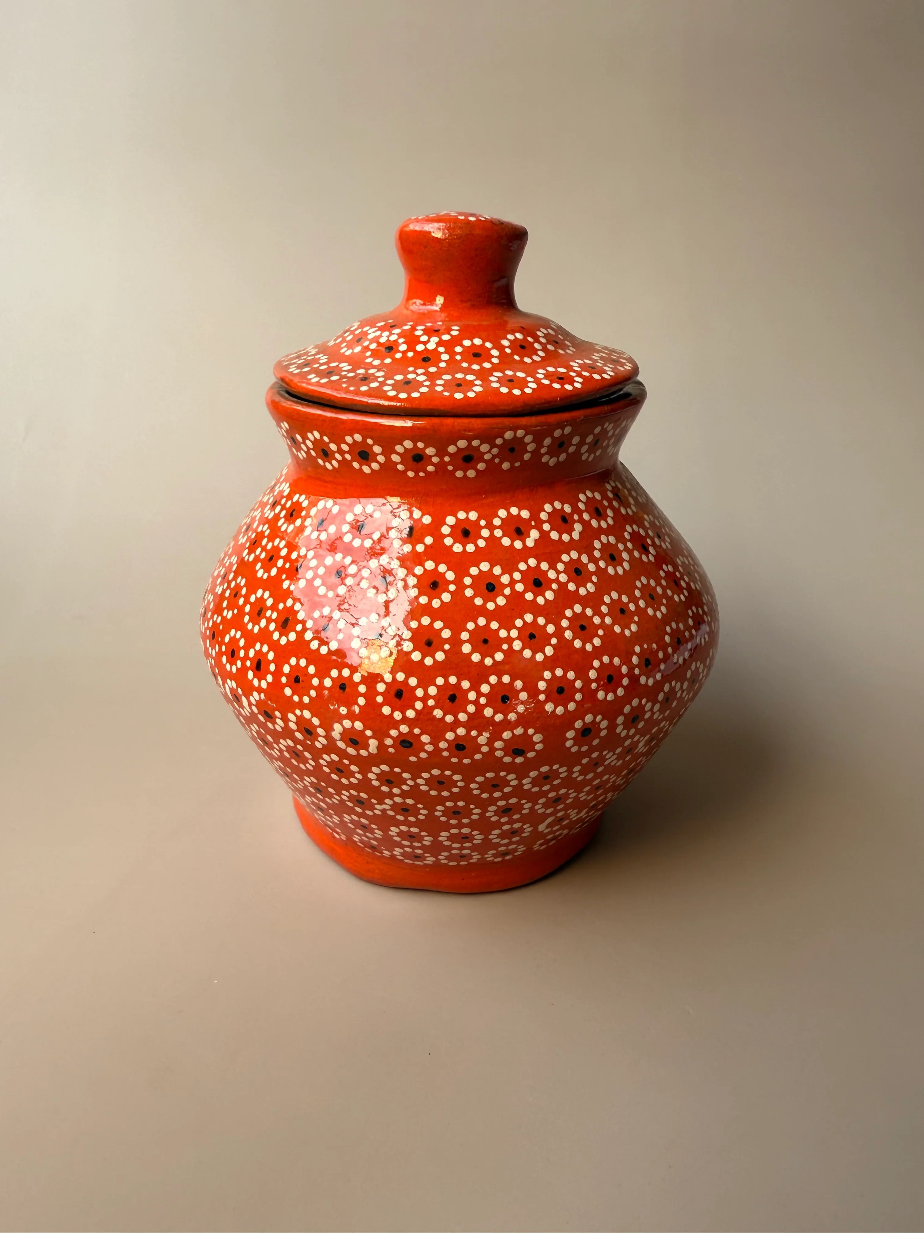 Michoacan Mexican Sugar Bowl Capula Pottery Hand Painted Azucarera de Barro Clay Sugar Bowl