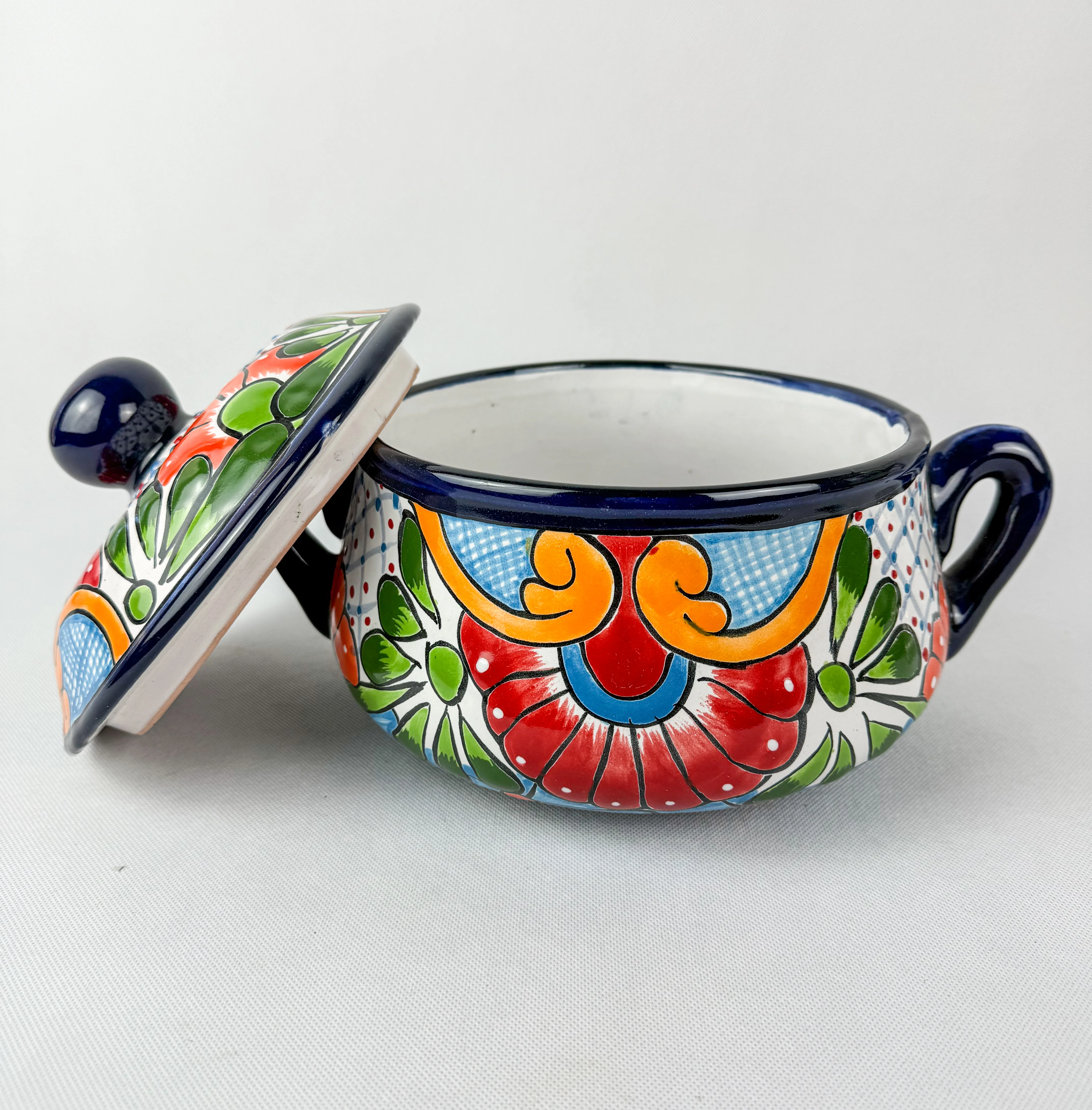 Talavera Pot Cazuela Sopera Talavera Pottery Mexican Clay Pot Colorful