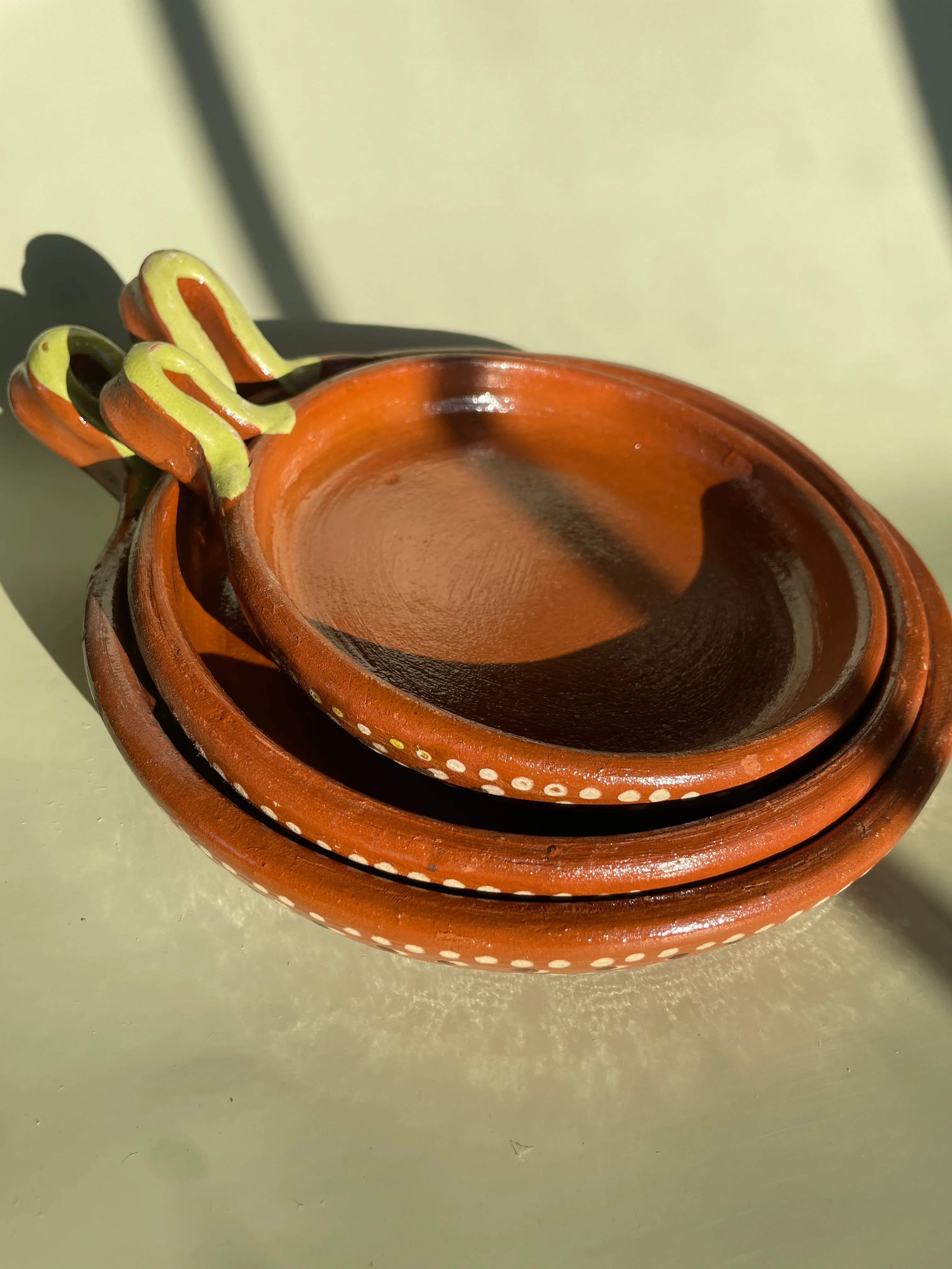 Mexican Terracotta Clay Mini Pans 3 Pc Set Mini Sarten de Barro Fry Pan
