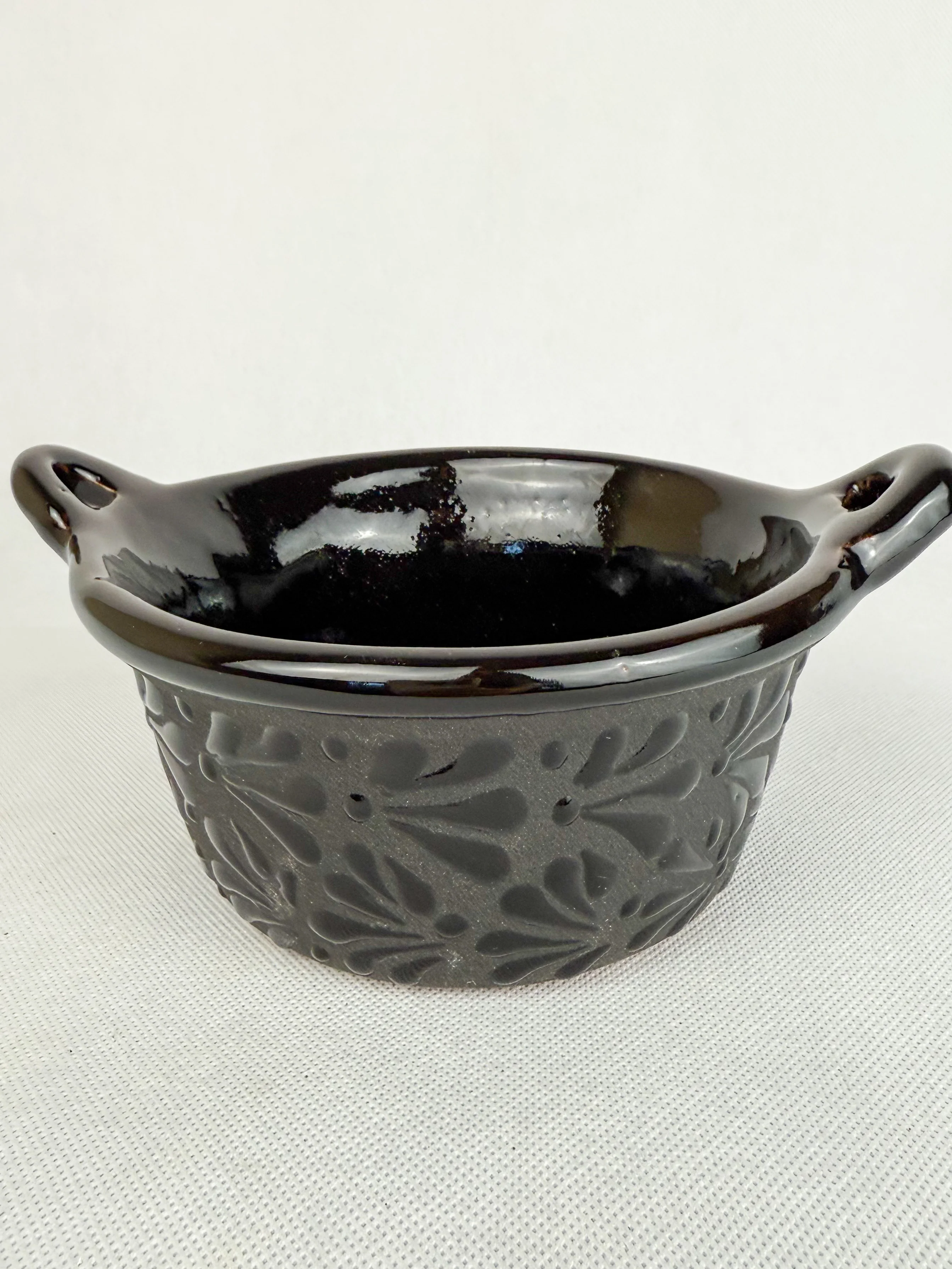 Black Talavera Style Bowls Mexican Clay Bowls Cazuelitas Talavera Negra