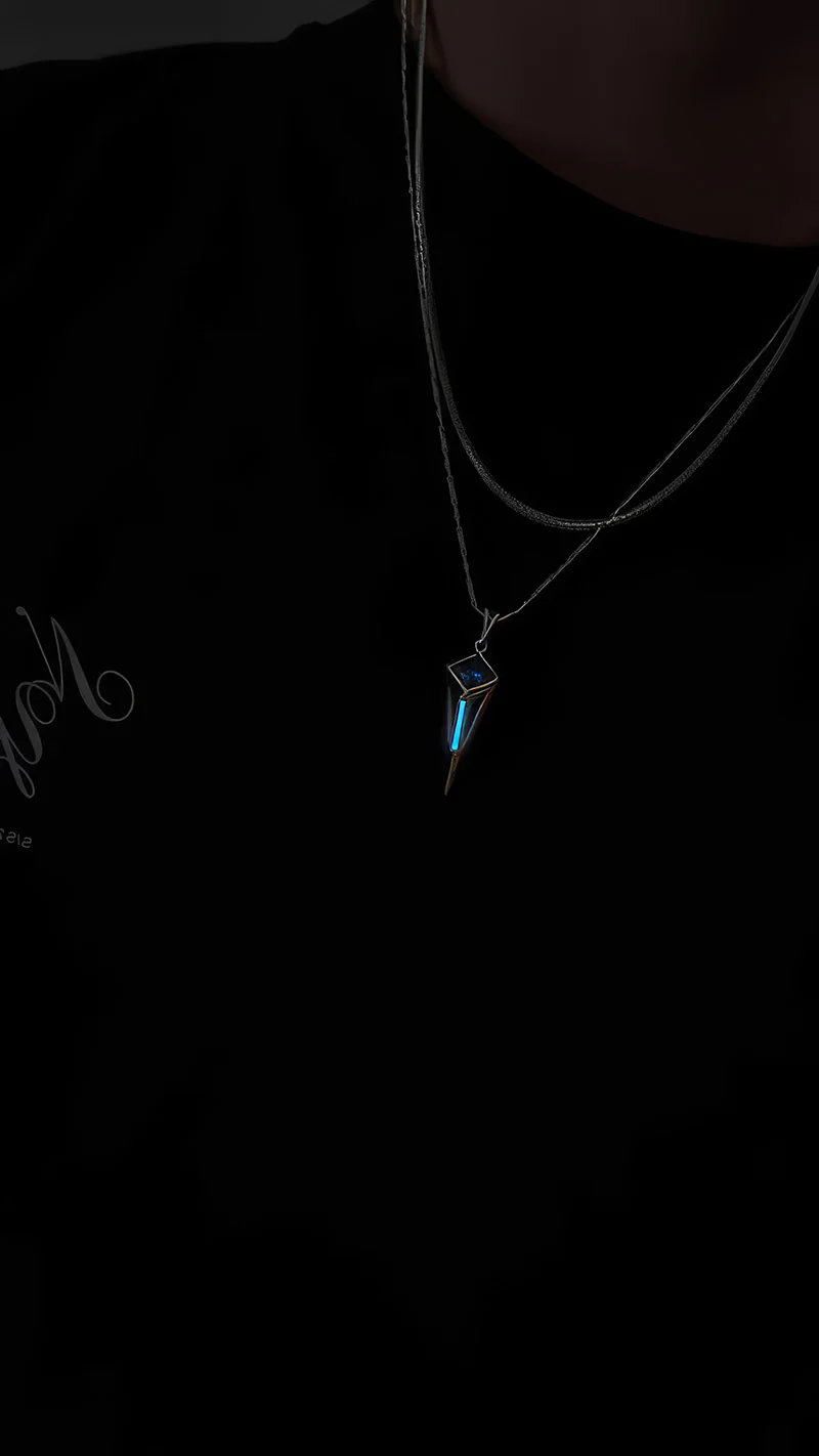 S925 Sterling Silver Tritium Glow Starburst Pendant