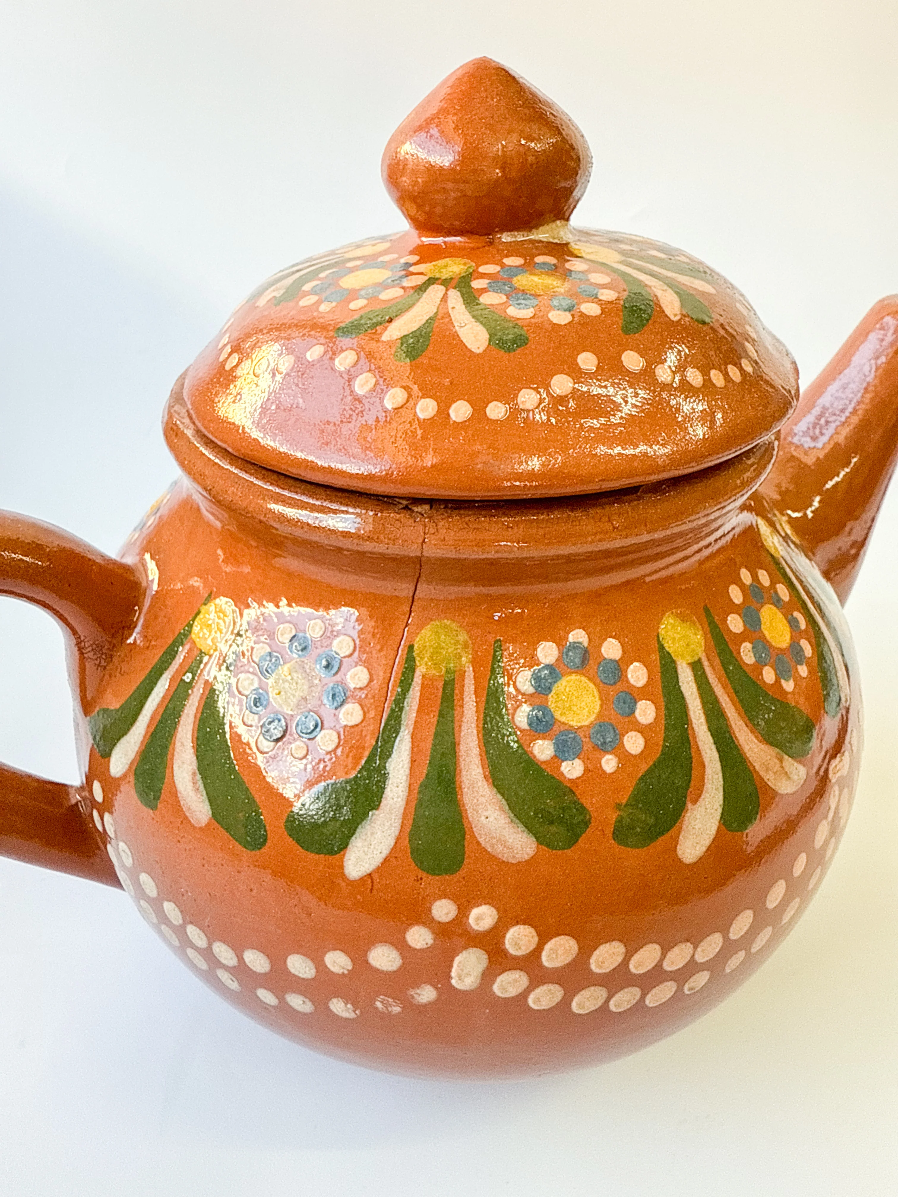 Michoacan Mexican Tea Pot Tetera de Barro Lead Free Pottery Tea Pot Mexican Clay Pot