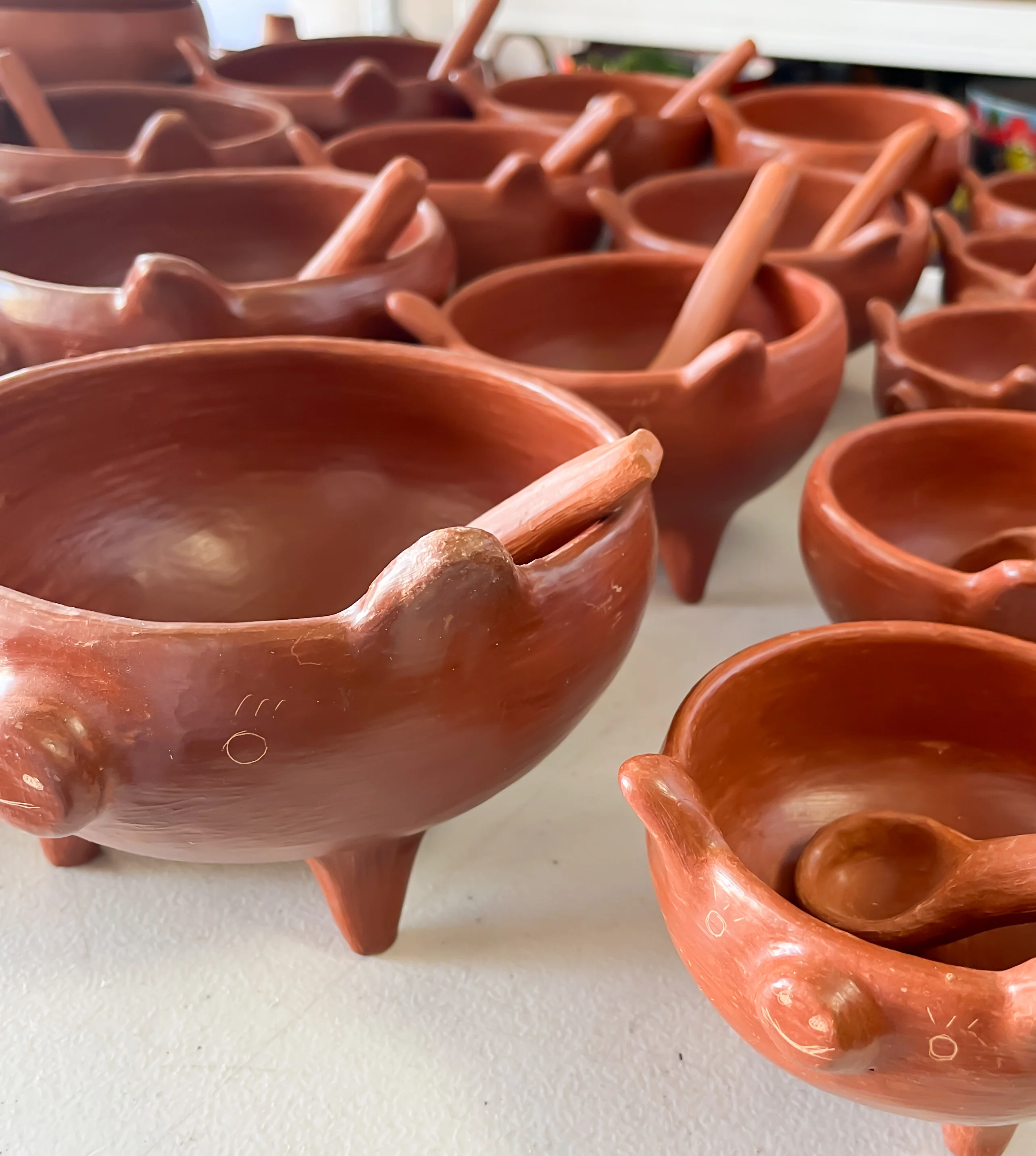 Oaxaca Red Clay Piggy Bowl Salsero Marranito Barro Rojo Marranito Bowl Chochinito Bowl