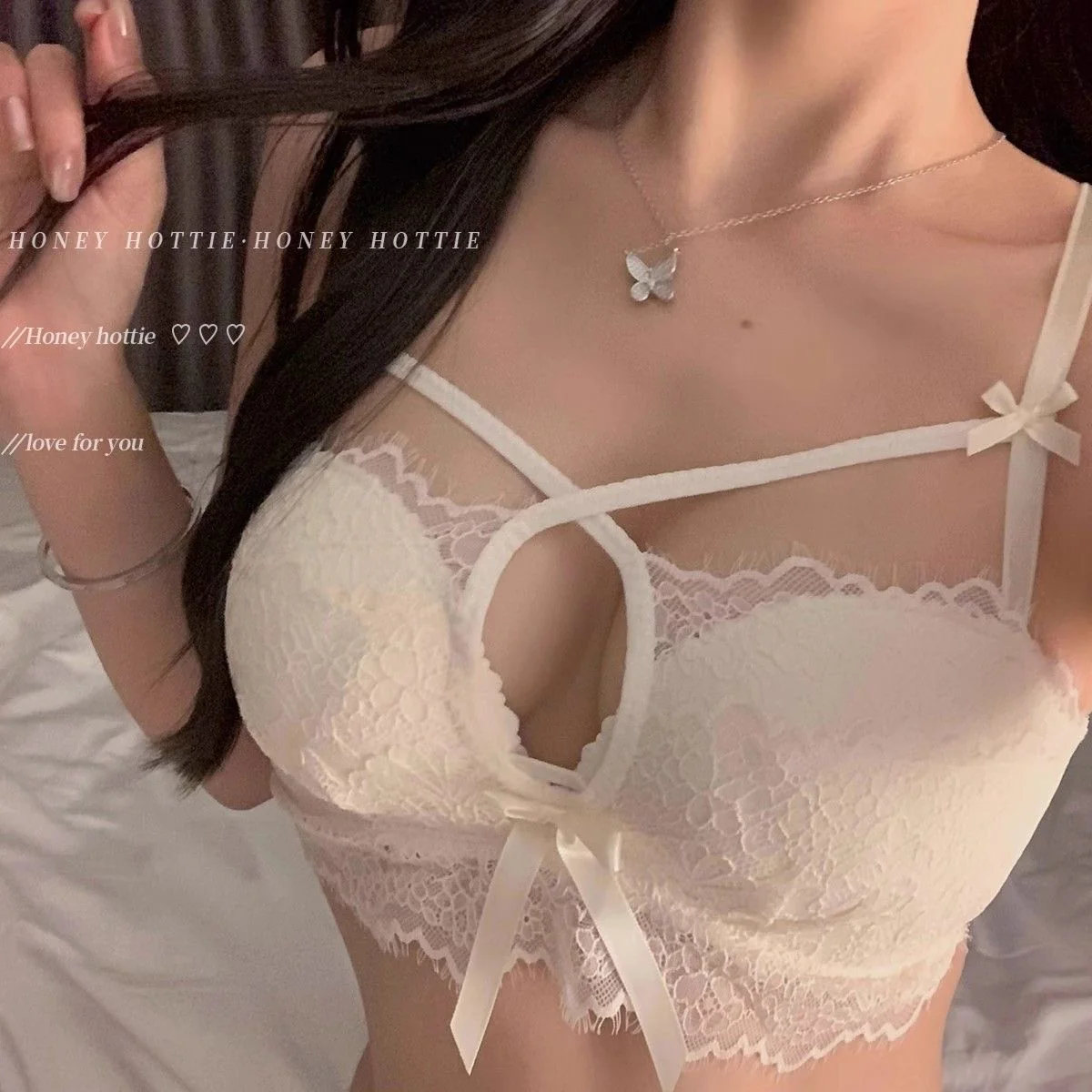 Crisscross Lace Cotton Bralette