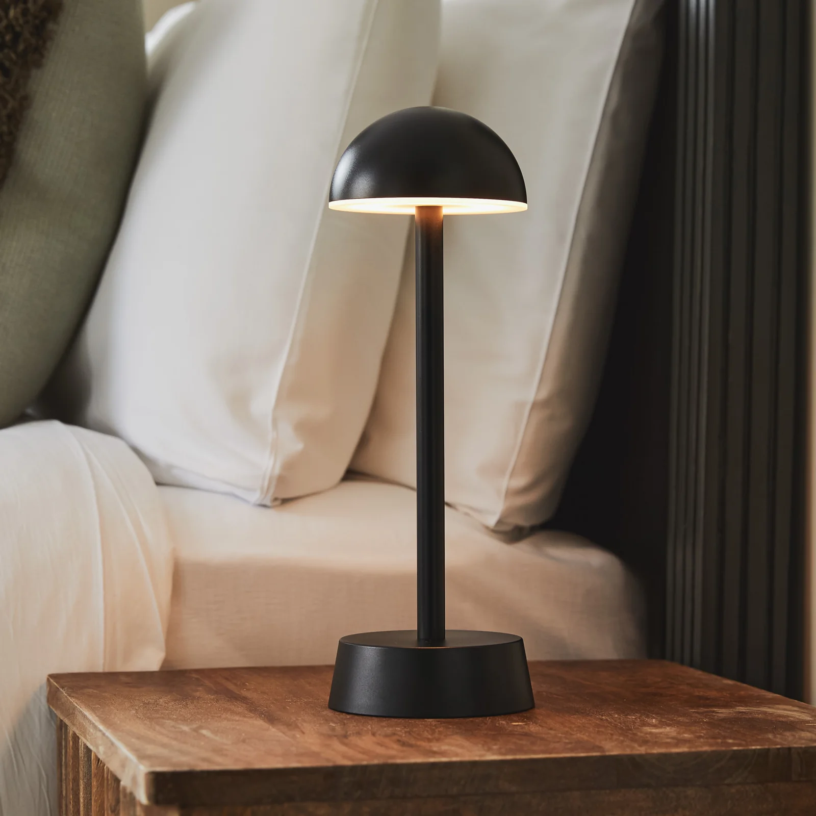 Sofia Dome Rechargeable Cordless Table Lamp, Black