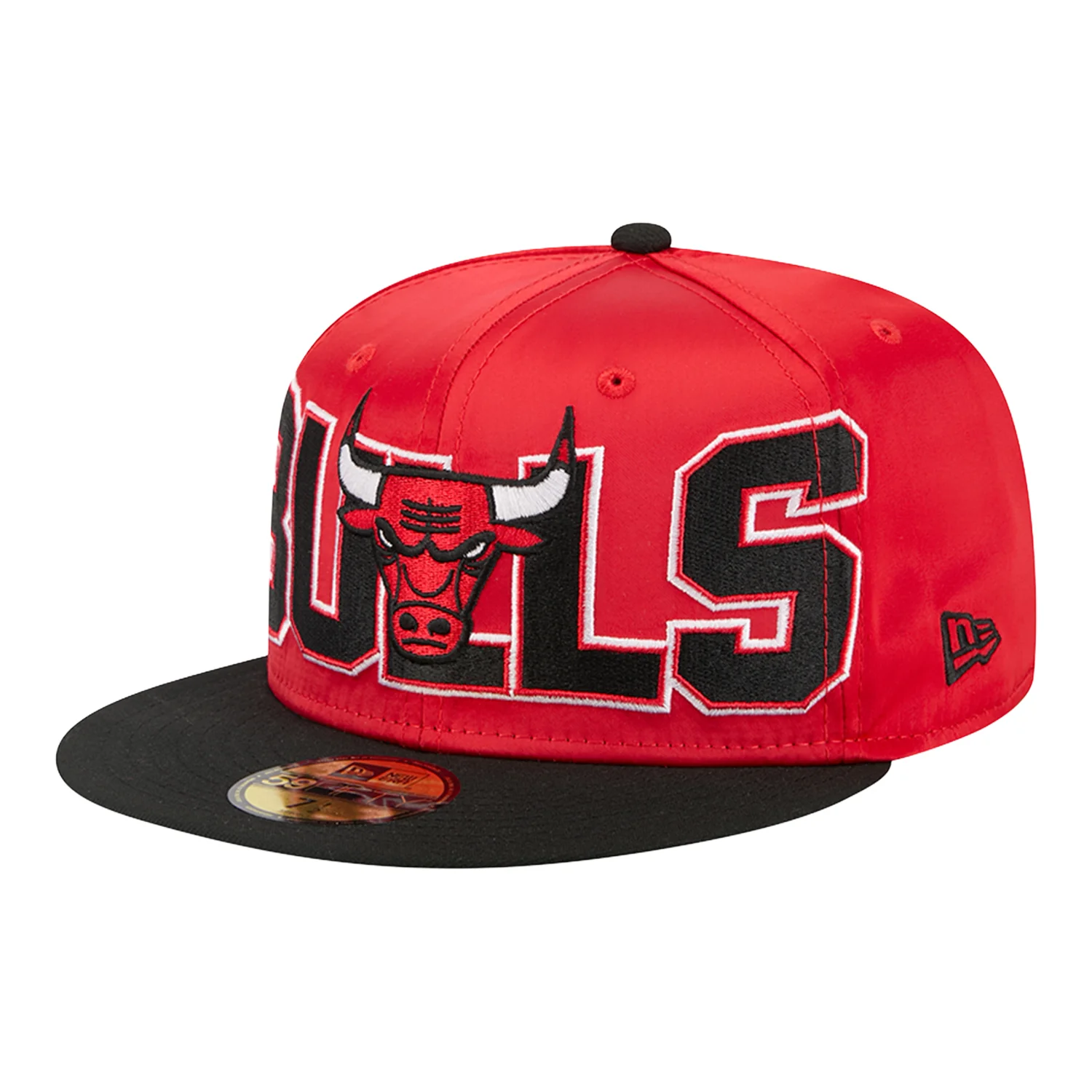 Chicago Bulls New Era Wordmark Satin 5950 Fitted Hat