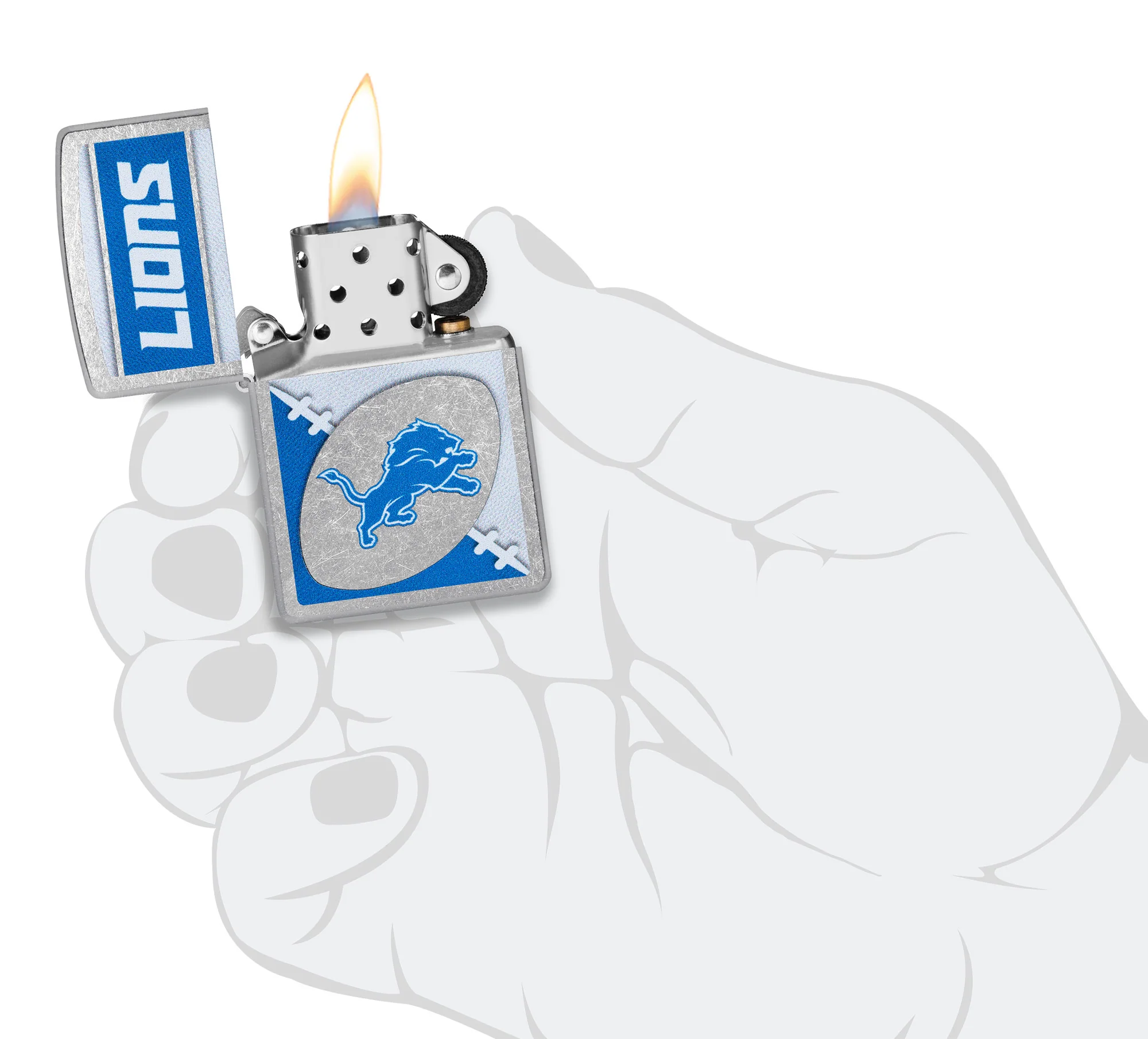 NFL Detroit Lions Chrome Logo Design