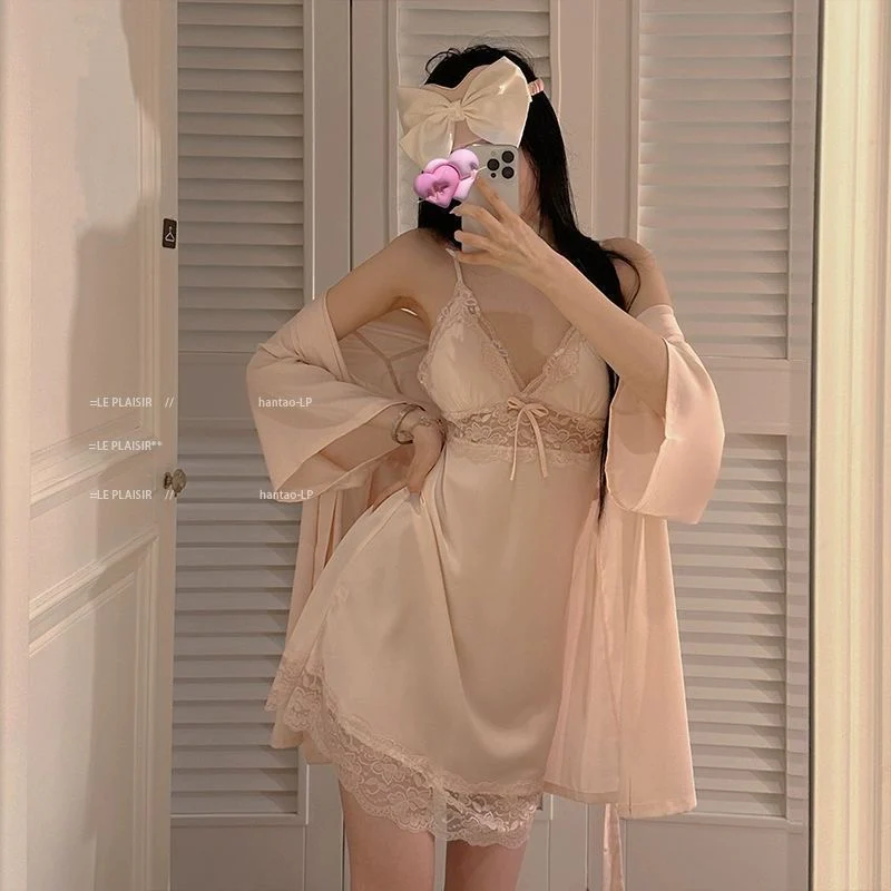 Women's Satin Slip Dress Lingerie Set