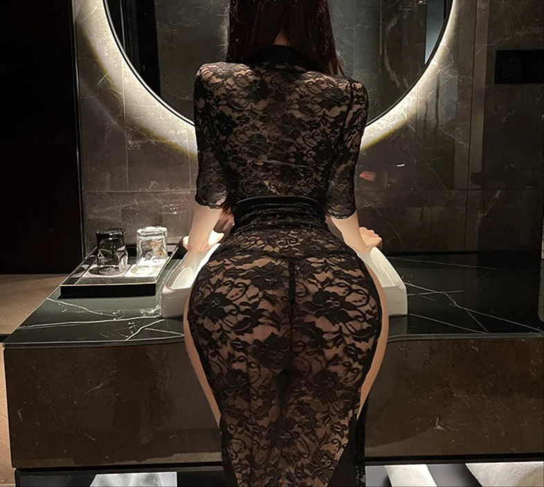 Waist-Cinching See-Through Outfit