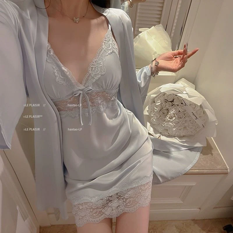 Women's Satin Slip Dress Lingerie Set