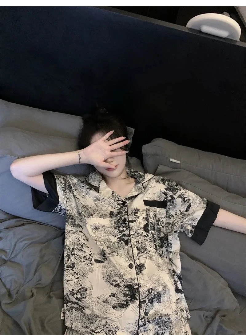 Ultra-Thin Satin Short-Sleeve Sleep Set