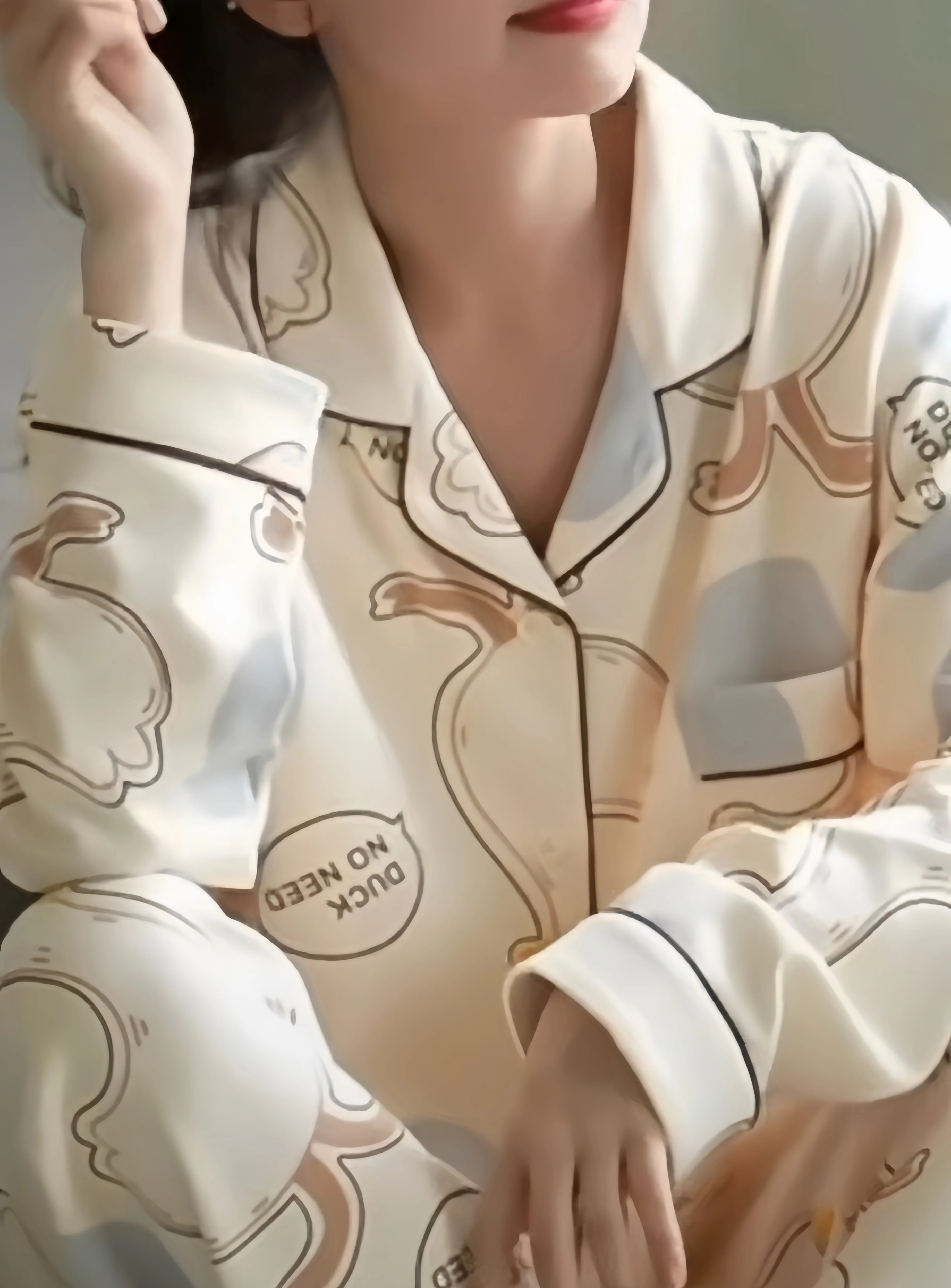 Beige Pure Cotton Soft Two-Piece Pajama Set