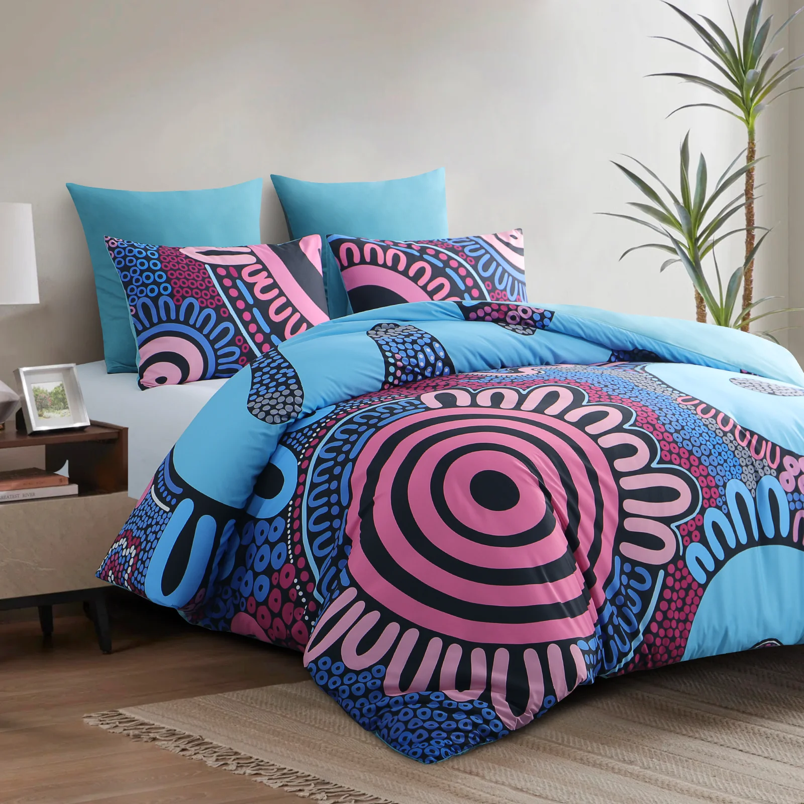 Quilt Cover Set- Waterways: Burnt Pastel