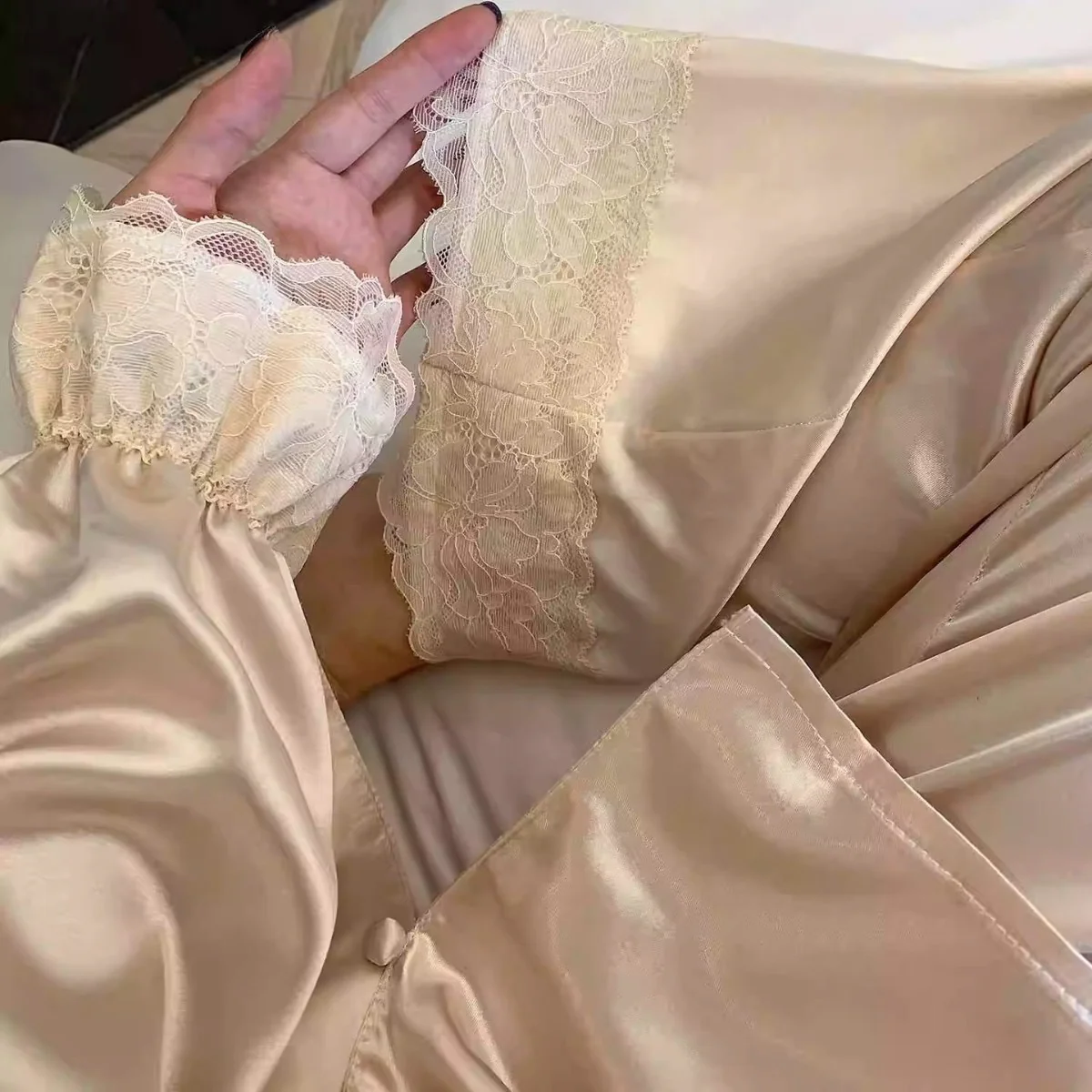 Soft Glam Lace Satin Sleepwear Set