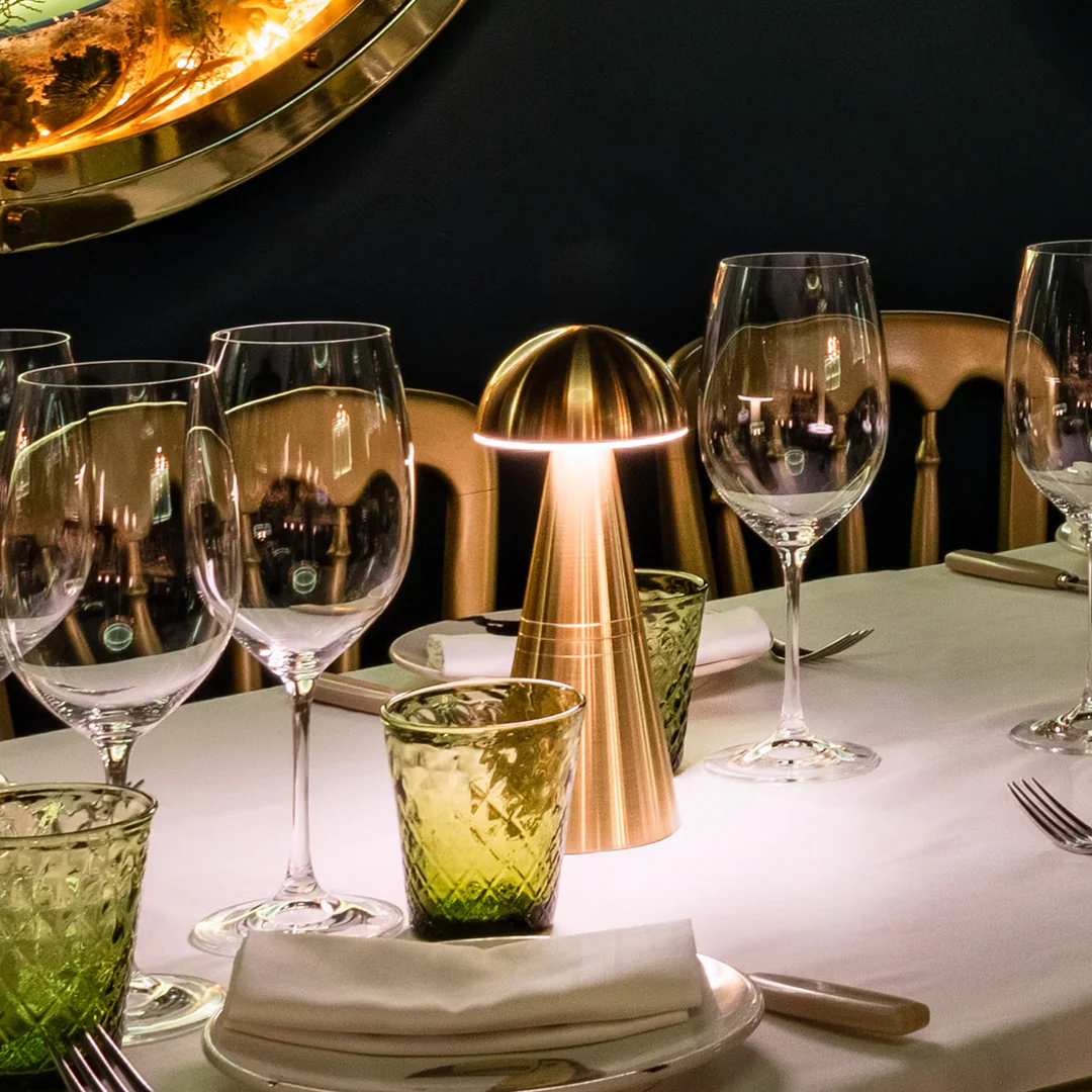 Charm Dome Rechargeable Cordless Table Lamp, Brass