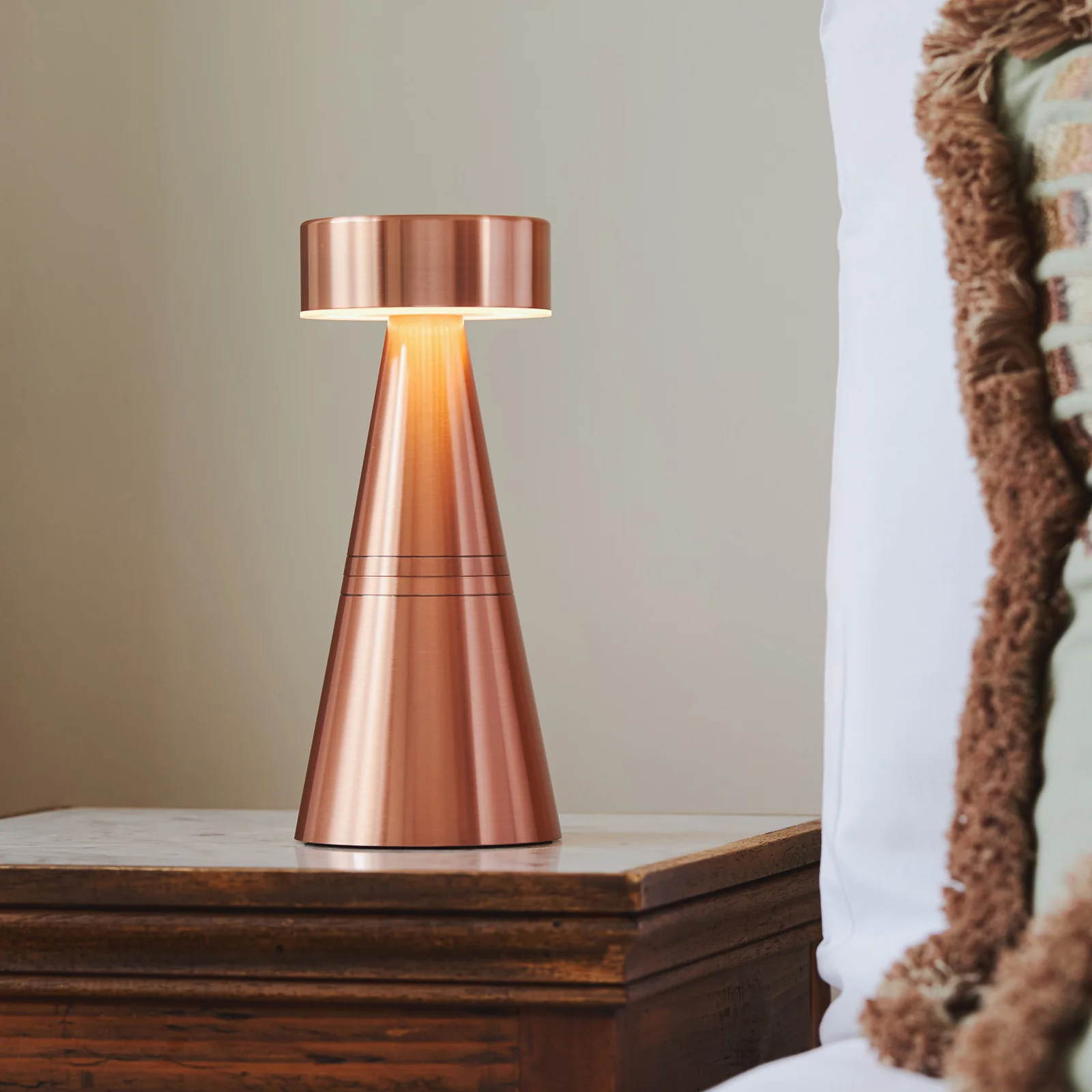 Charm Drum Rechargeable Cordless Table Lamp, Copper
