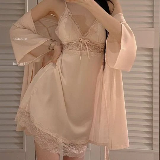 Women's Satin Slip Dress Lingerie Set