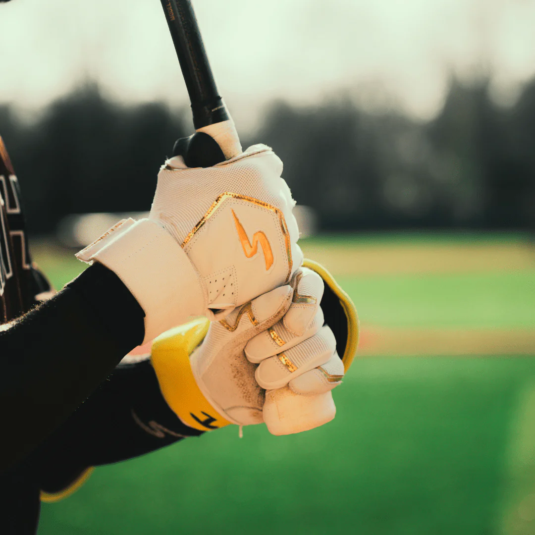 Winder Series Batting Gloves - White & Gold Chrome