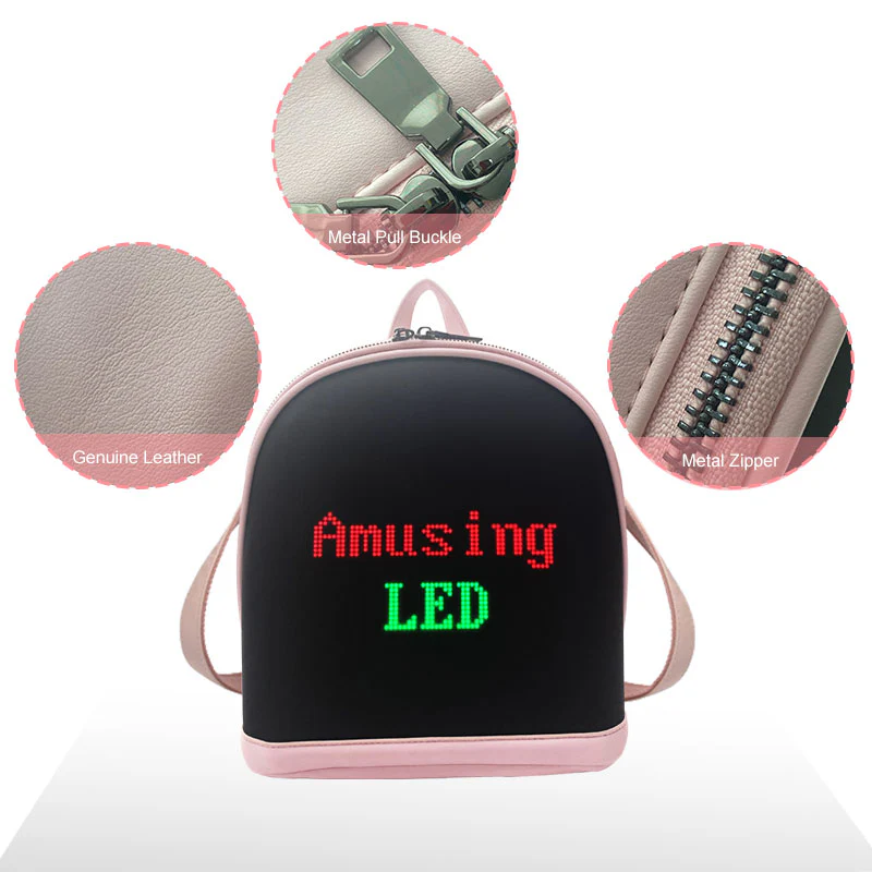 CRELANDER pink LED Backpack Suitable for ladies, girls, students and children