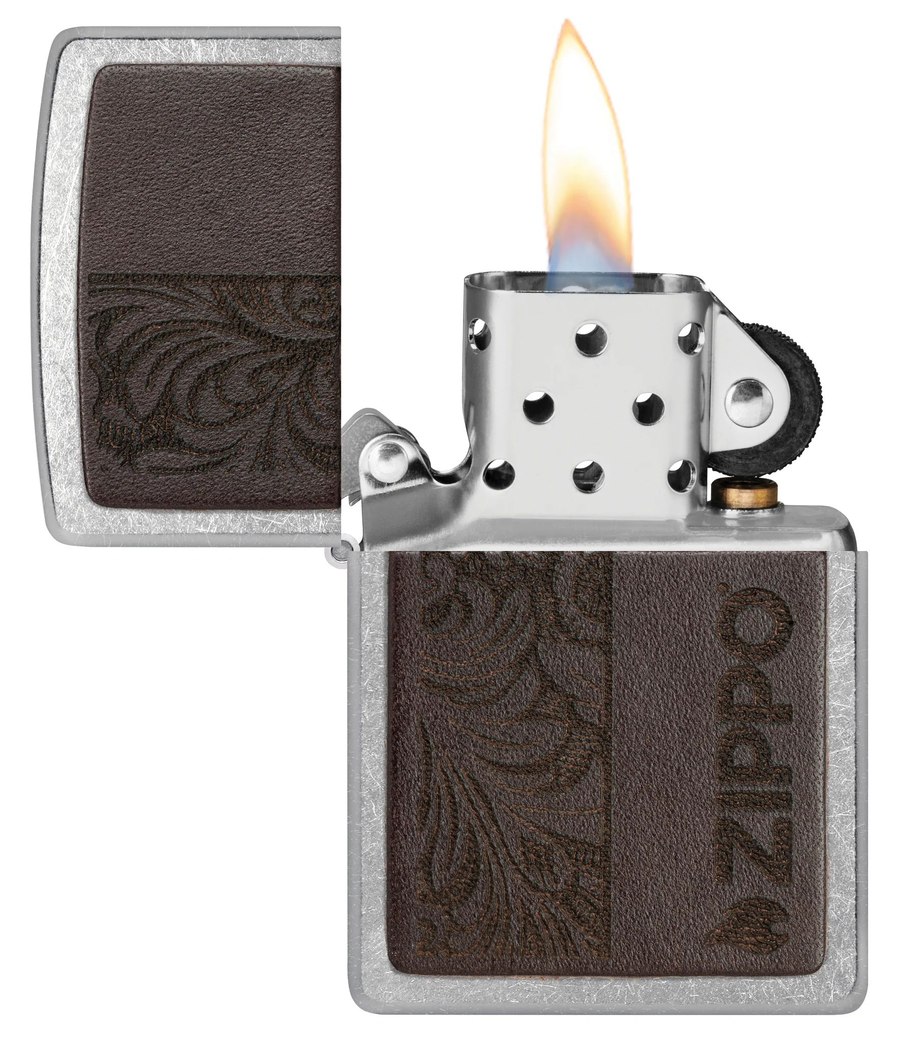 Brown Leather Emblem - Zippo Design
