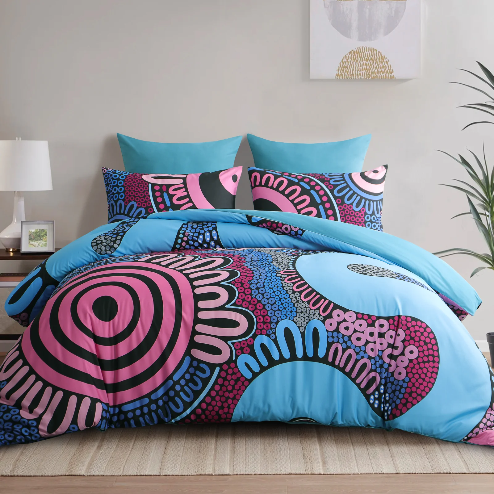 Quilt Cover Set- Waterways: Burnt Pastel
