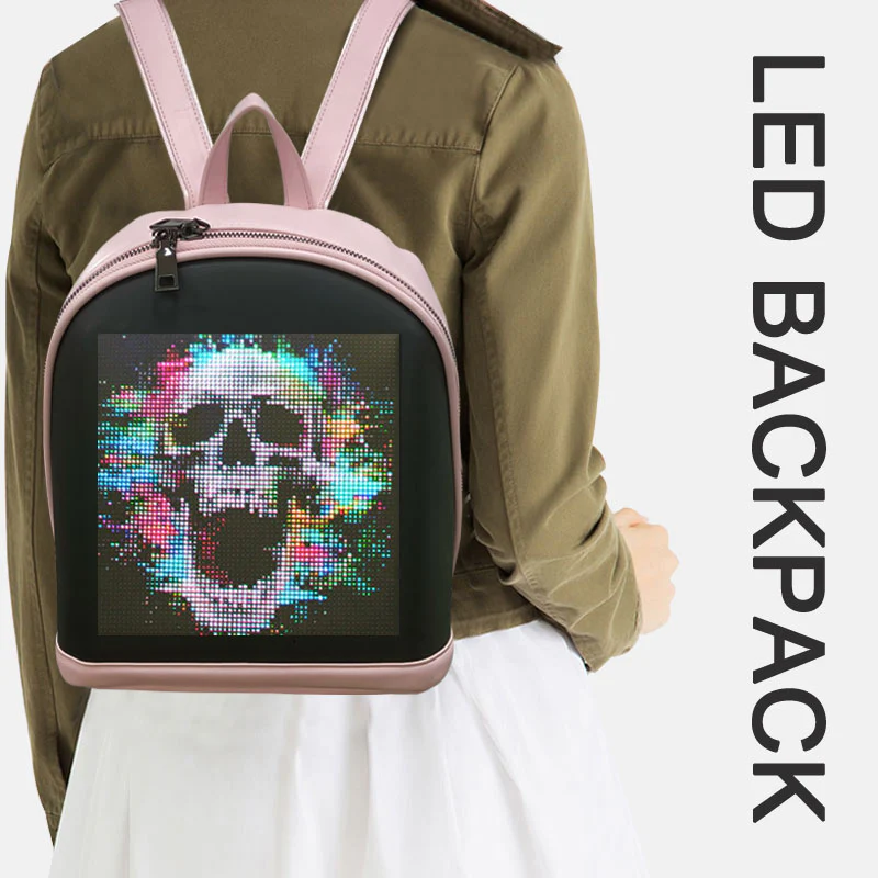 CRELANDER pink LED Backpack Suitable for ladies, girls, students and children