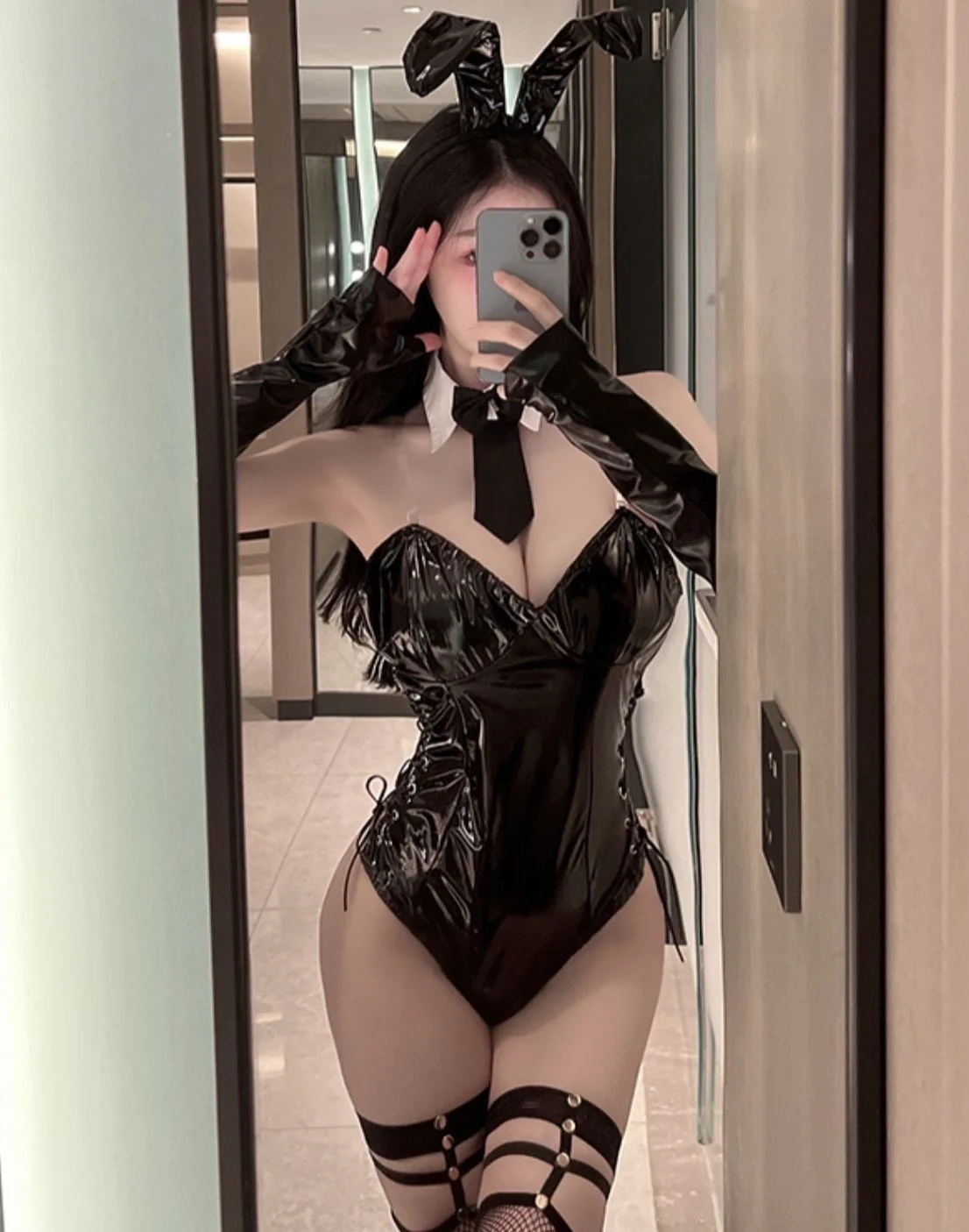 Sizzling Leather Tight Bunny Girl Costume