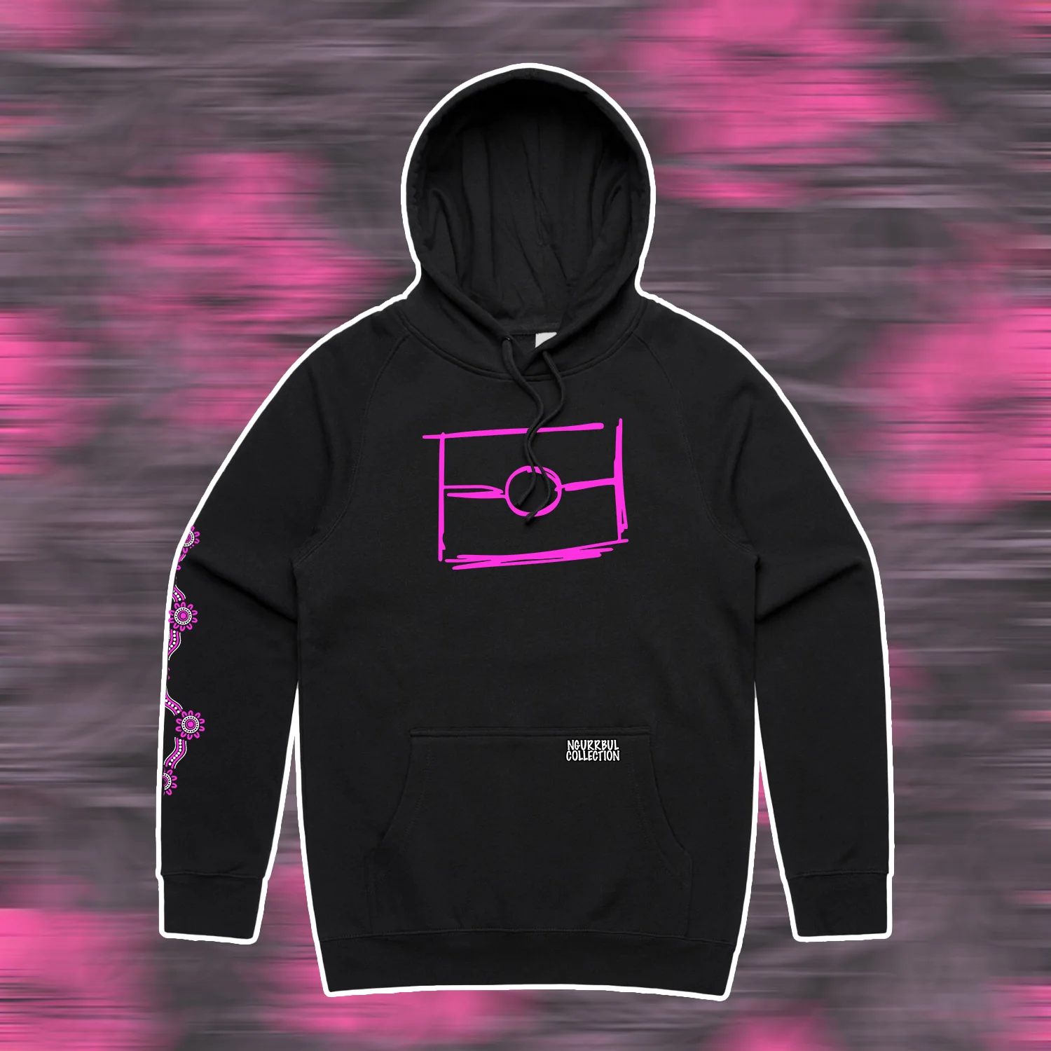 Black- Pink Graffiti Flag™️ Logo Hoodie