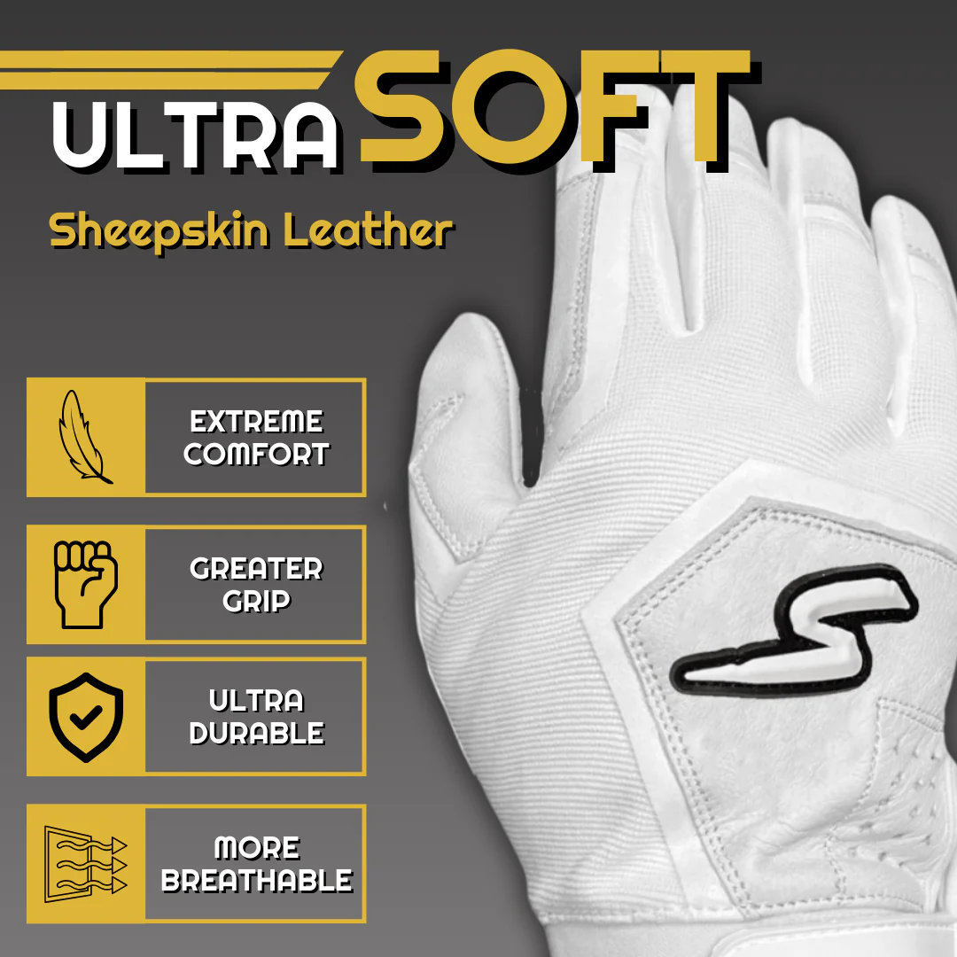 Sting Squad Batting Gloves - White & Gold