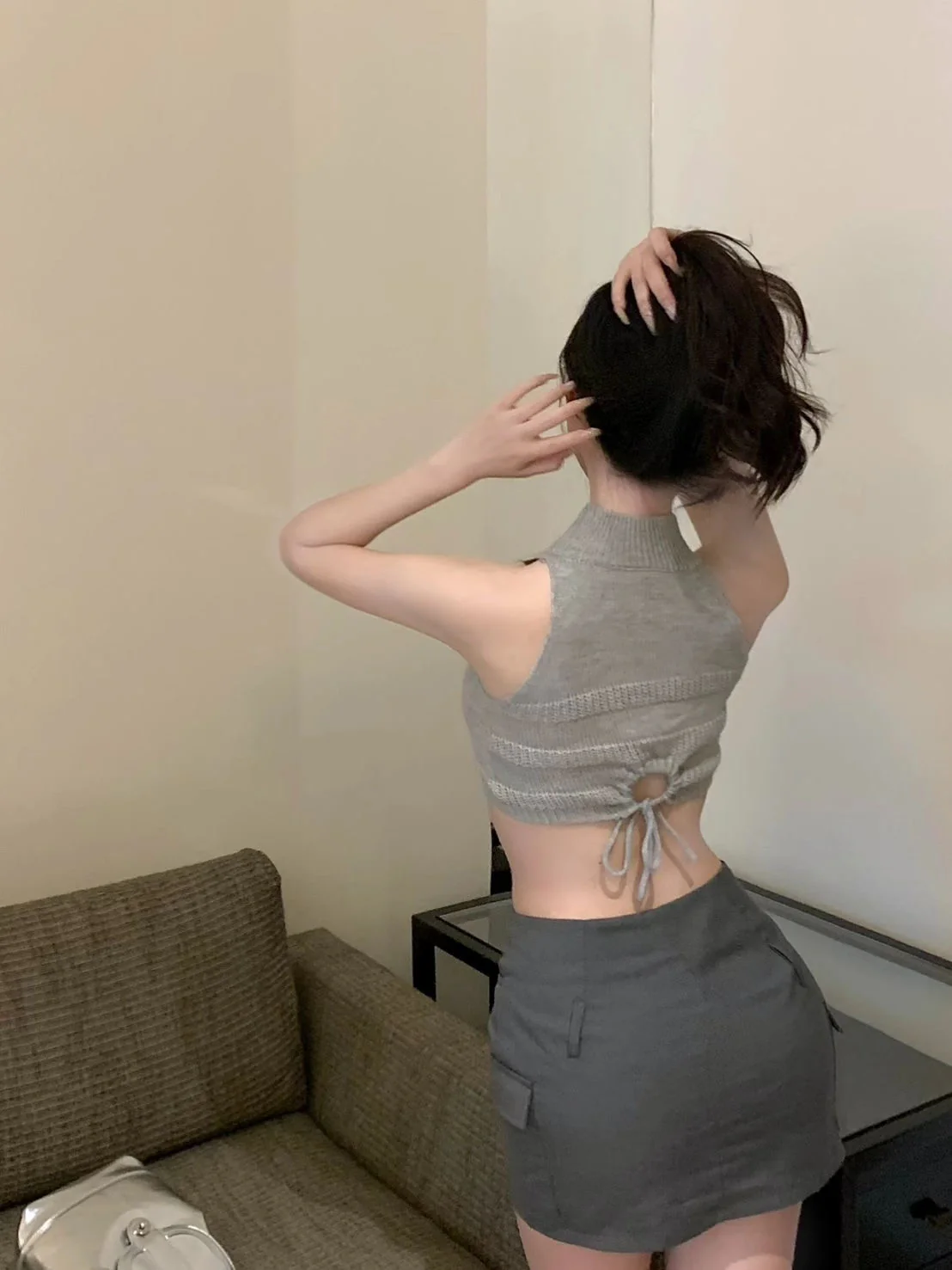 Saint Brooch Off Shoulder Cropped Tank Top