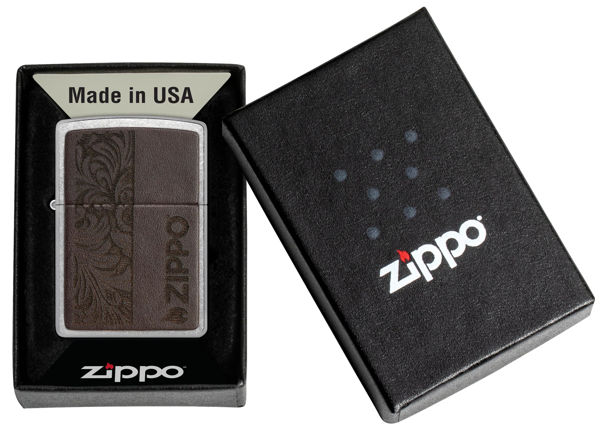Brown Leather Emblem - Zippo Design