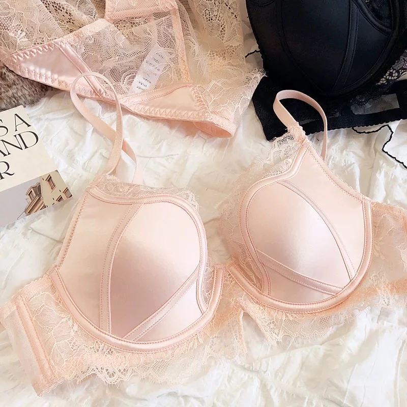 Satin and Lace Soft Underwire Lingerie Set