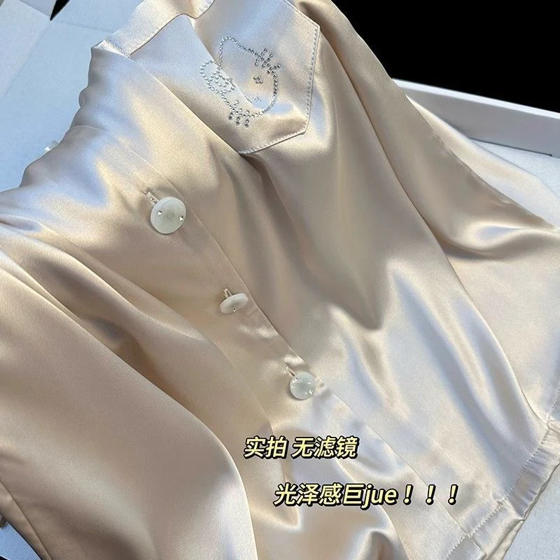 Moonlight Pearl Satin Short-Sleeve PJ Set