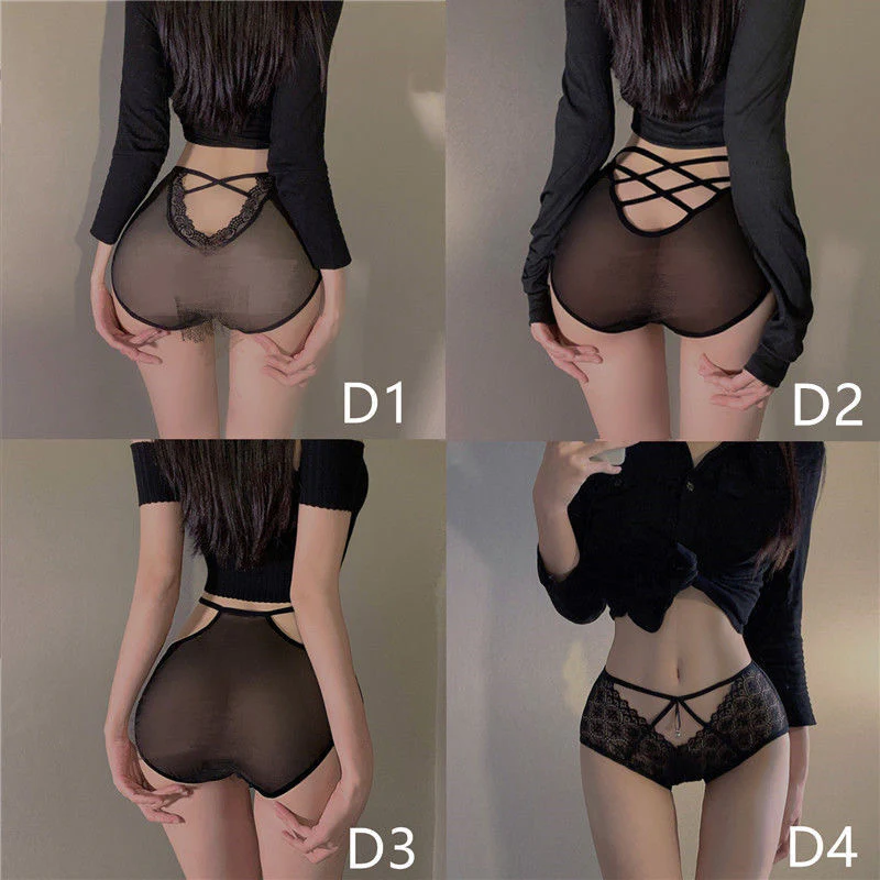 High Waist Criss Cross See Through Underwear Bundle
