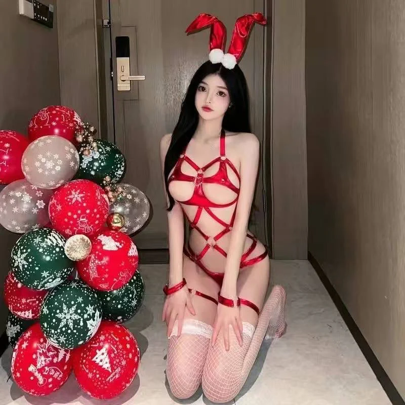 Black Erotic SM Bandage Bunny Girl Lingerie Set