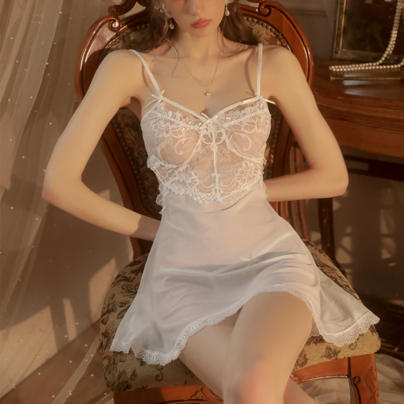 Silk Sheer Fabric Camisole Nightdress