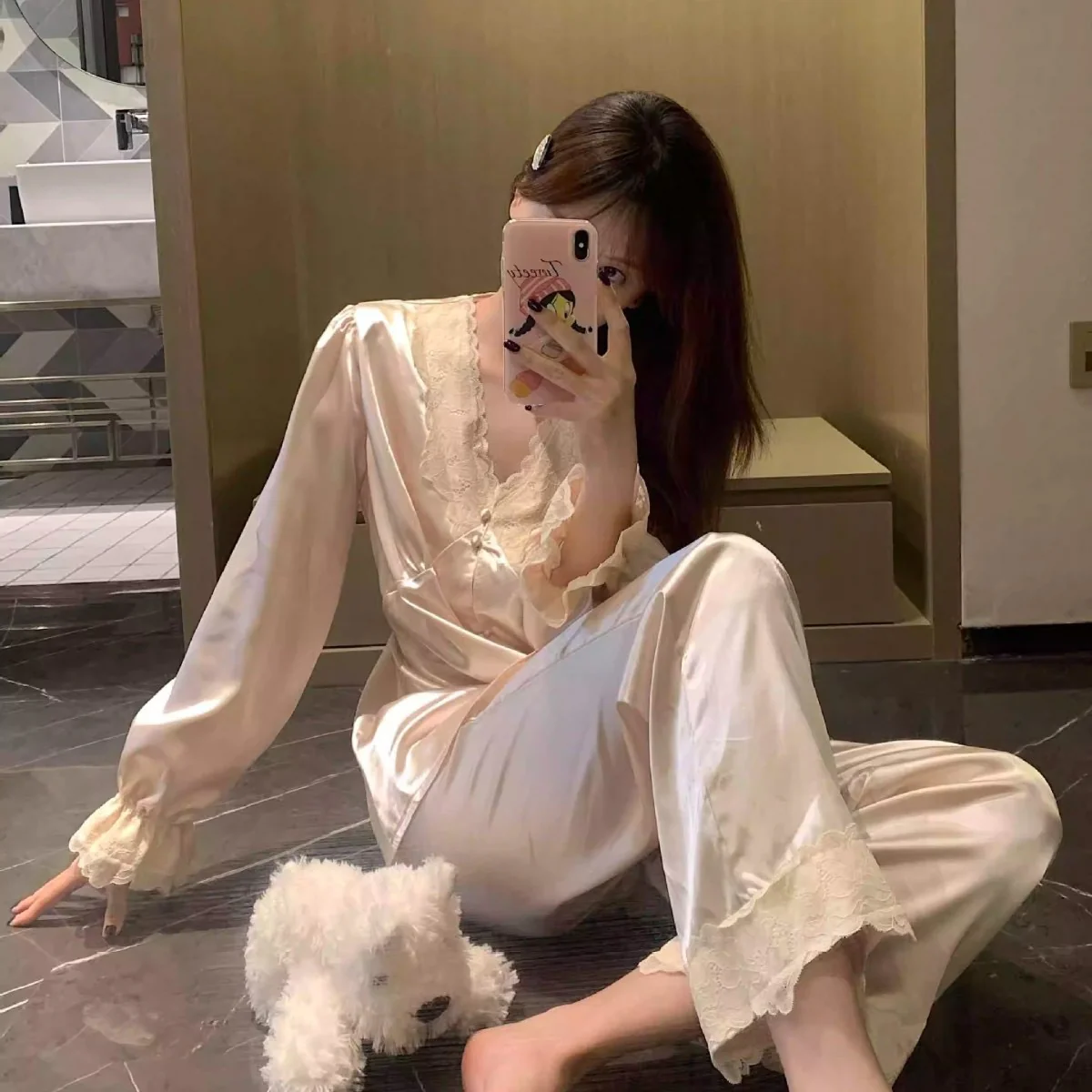 Soft Glam Lace Satin Sleepwear Set