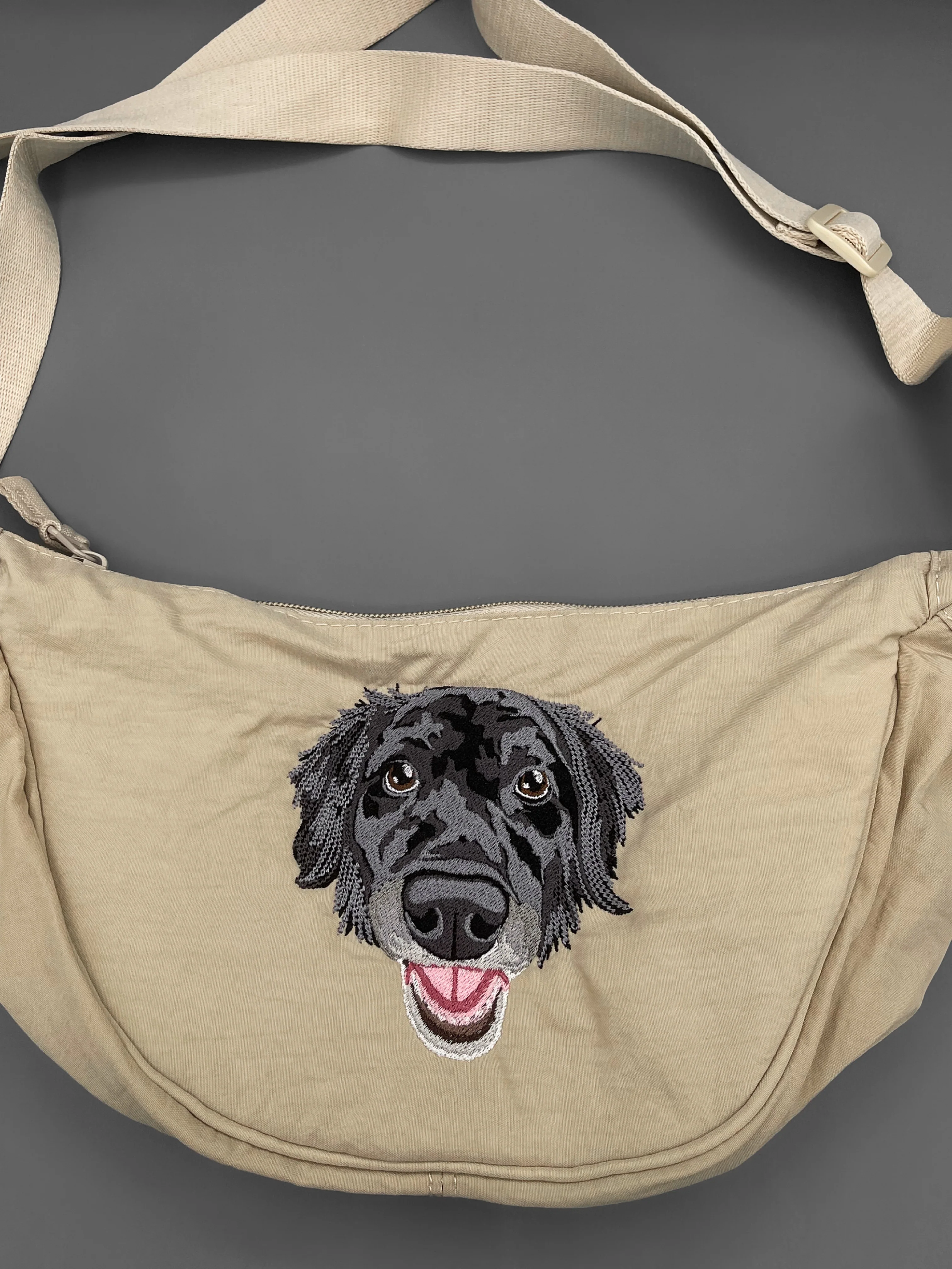 Embroidered Crescent Shoulder Bag