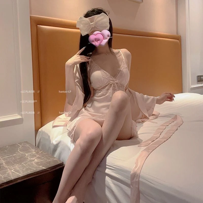 Women's Satin Slip Dress Lingerie Set