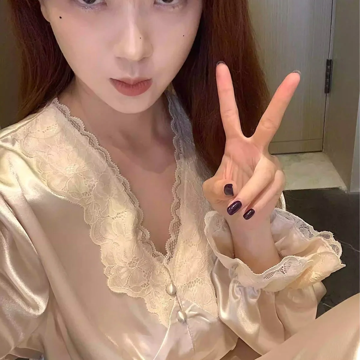 Soft Glam Lace Satin Sleepwear Set