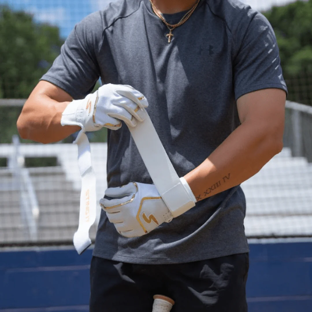 Winder Series Batting Gloves - White & Gold Chrome
