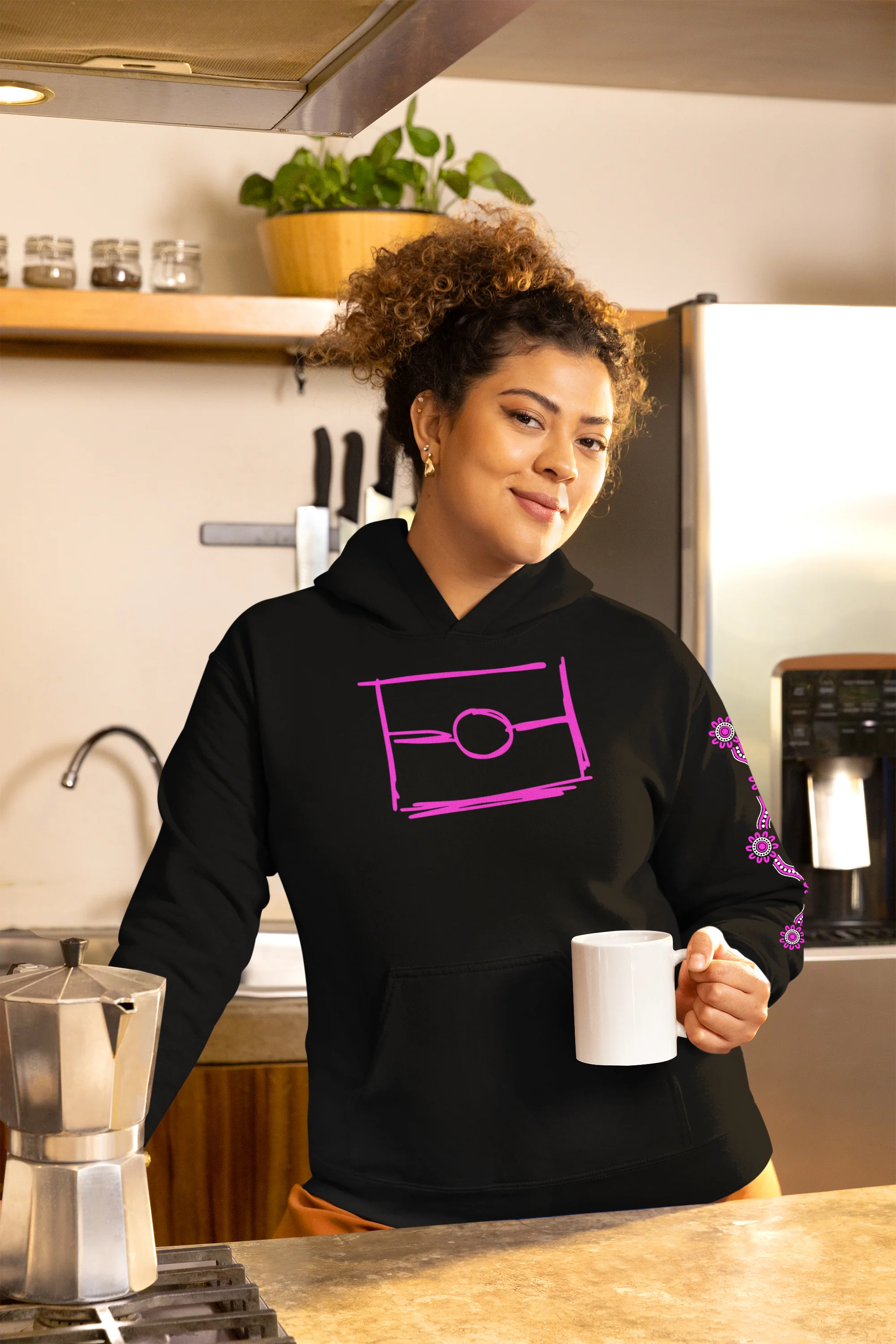 Black- Pink Graffiti Flag™️ Logo Hoodie