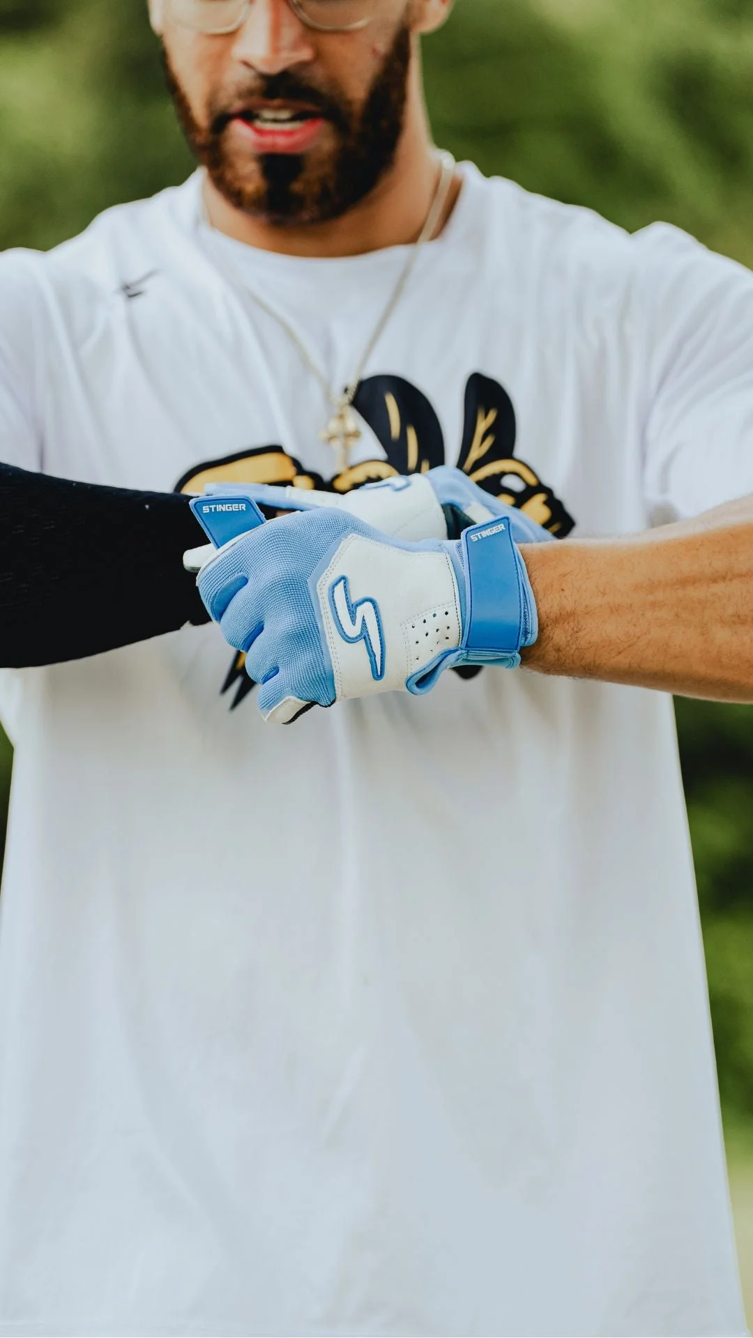 Sting Squad Batting Gloves - Columbia/White & Graphite